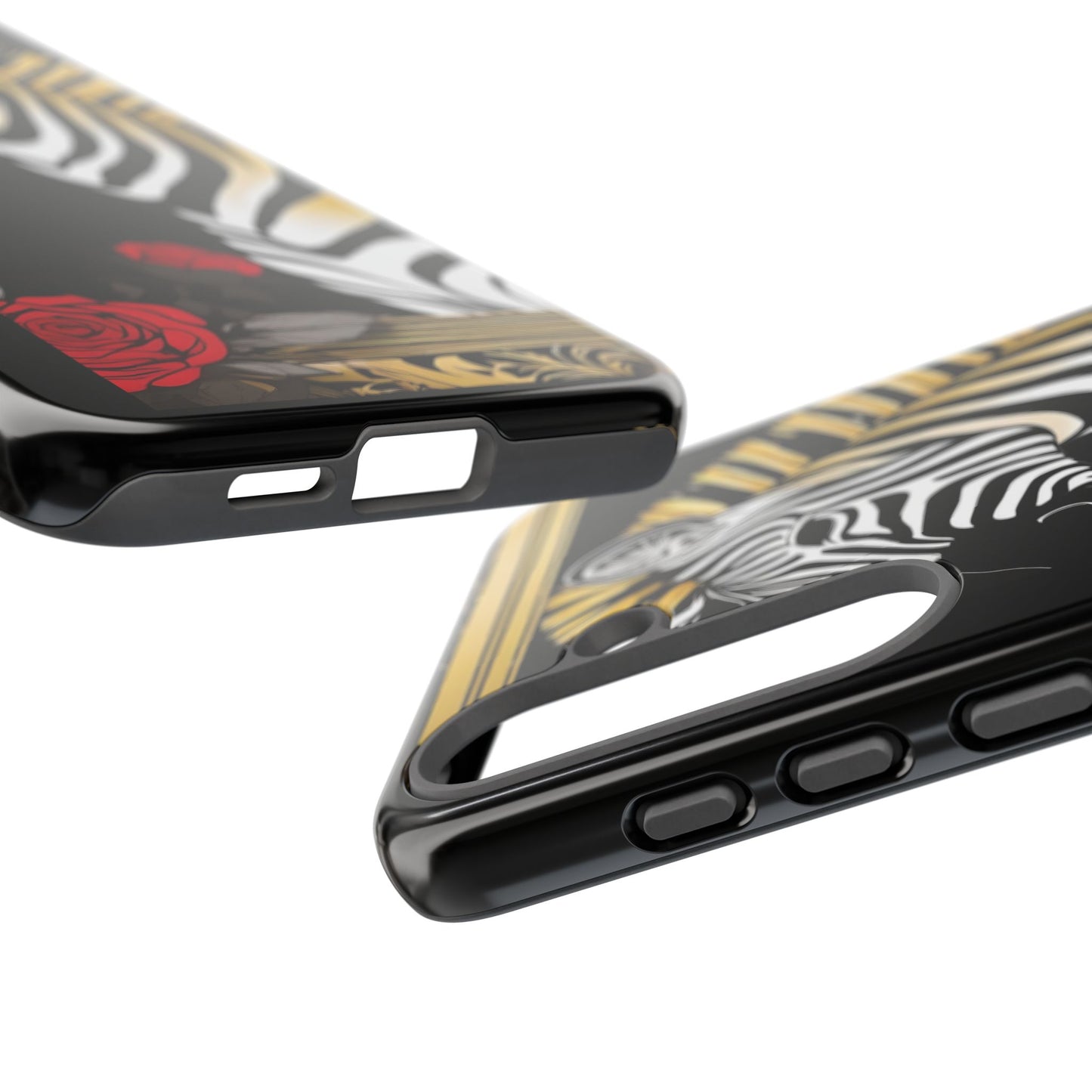 Phone Case - Elegant Zebra & Roses Design