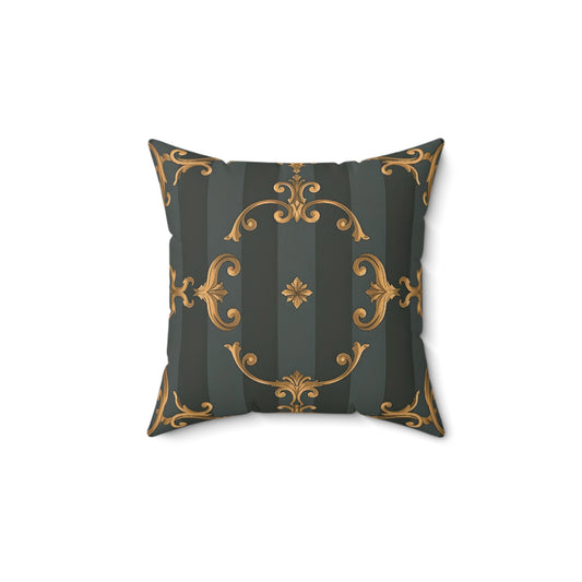 Elegant Vintage Accent Pillow - Luxurious Floral Design, Home Decor, Couch Cushion, Gift for Her, Elegant Home Styling - Gray Striped Baroque