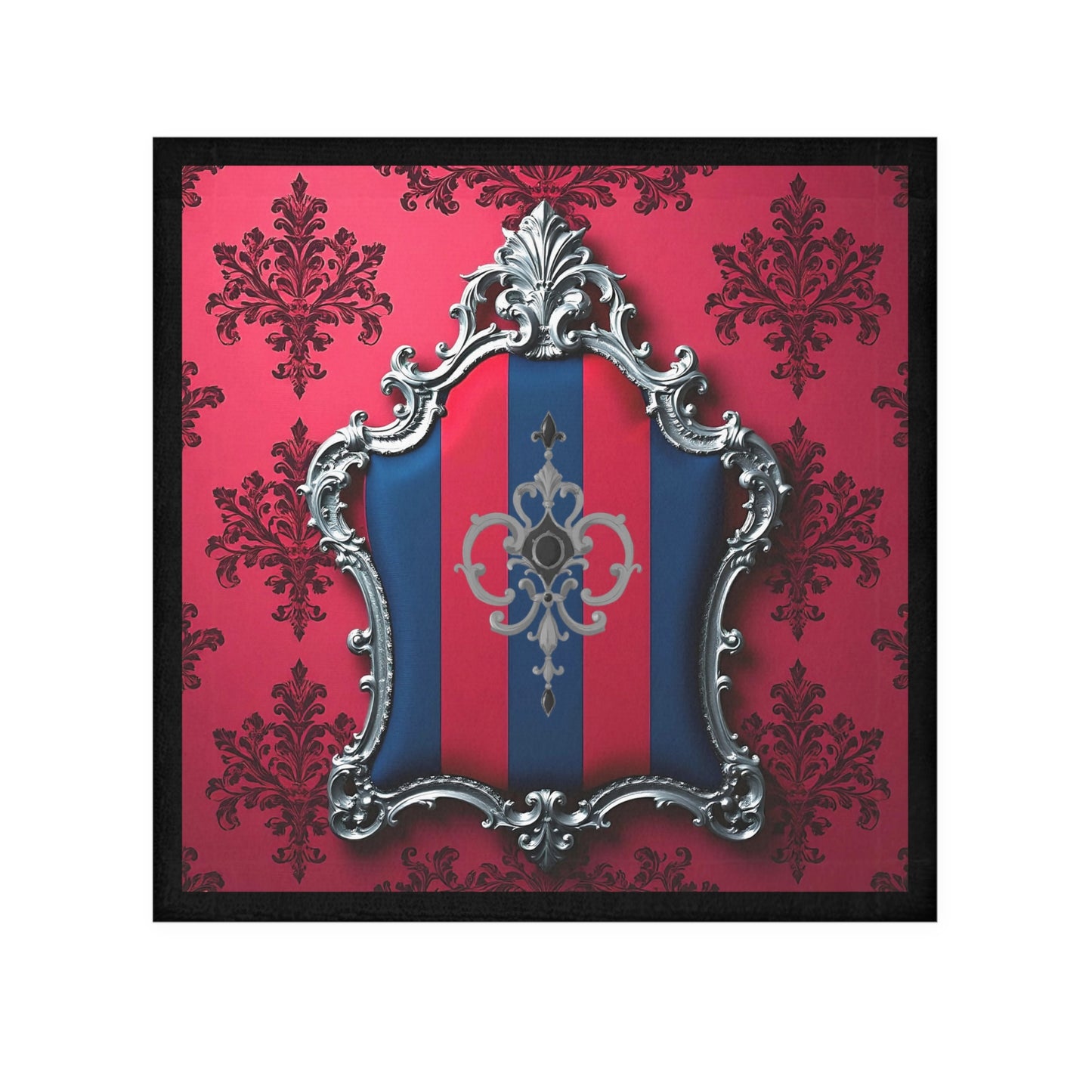 Elegant Monogrammed Face Towel, Luxurious Bathroom Accessories, Spa Gift, Personalized Grooming Essential - Blue & Red Striped Silver Crest