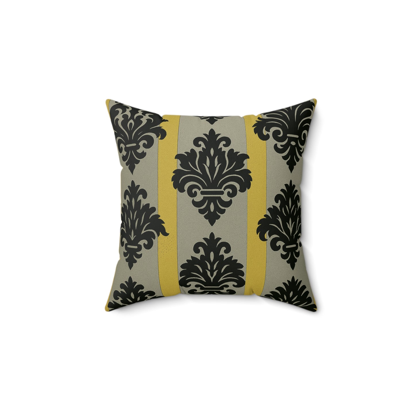 Elegant Faux Suede Pillow, Home Decor Accent, Baroque Design Cushion, Gift for Her, Modern Living Room - Silver & Gold Striped Black Baroque