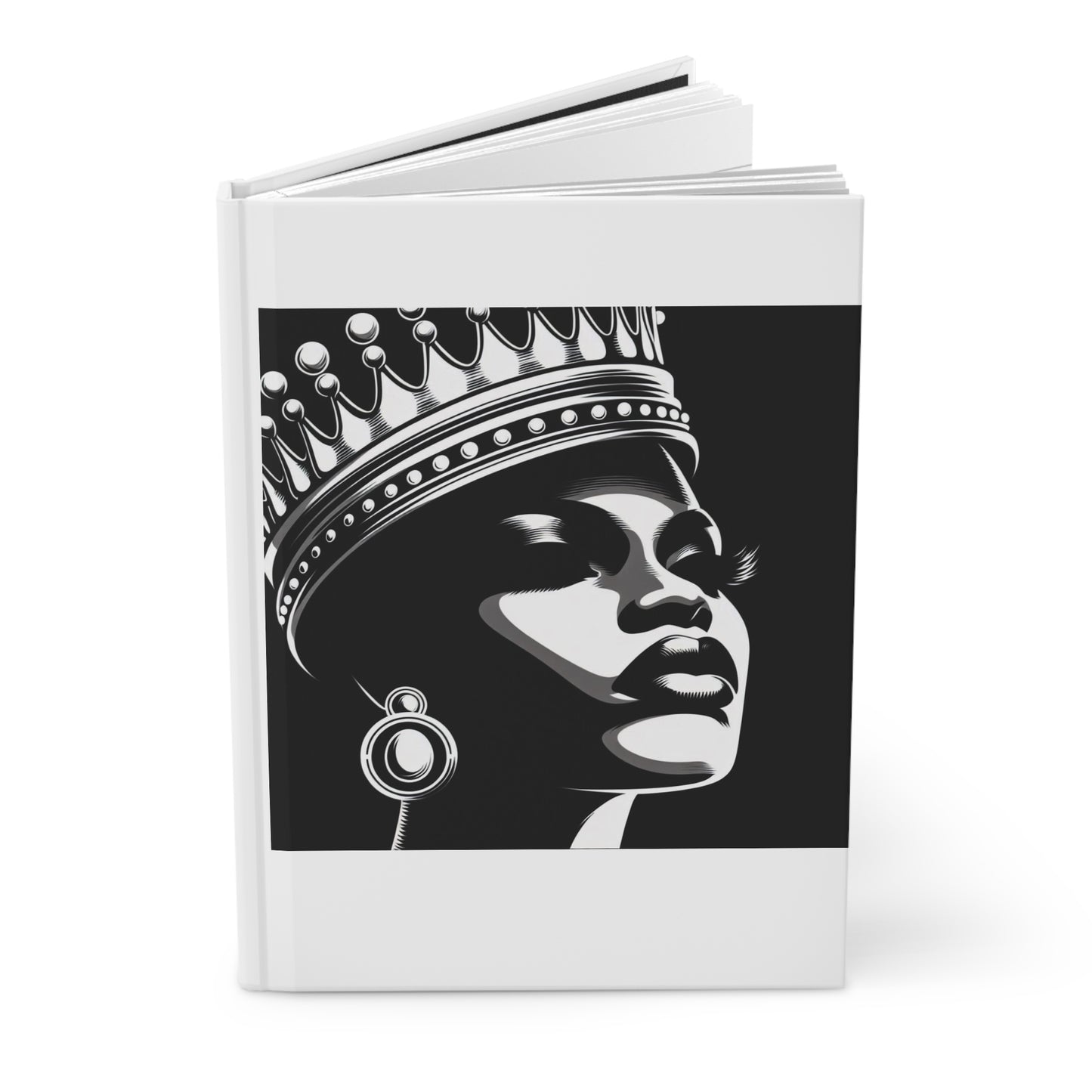 Elegant Crowned Queen Hardcover Journal - Empowerment, Black Woman Art, Gift for Her, Artistic Notebook, Daily Planner, Inspiration