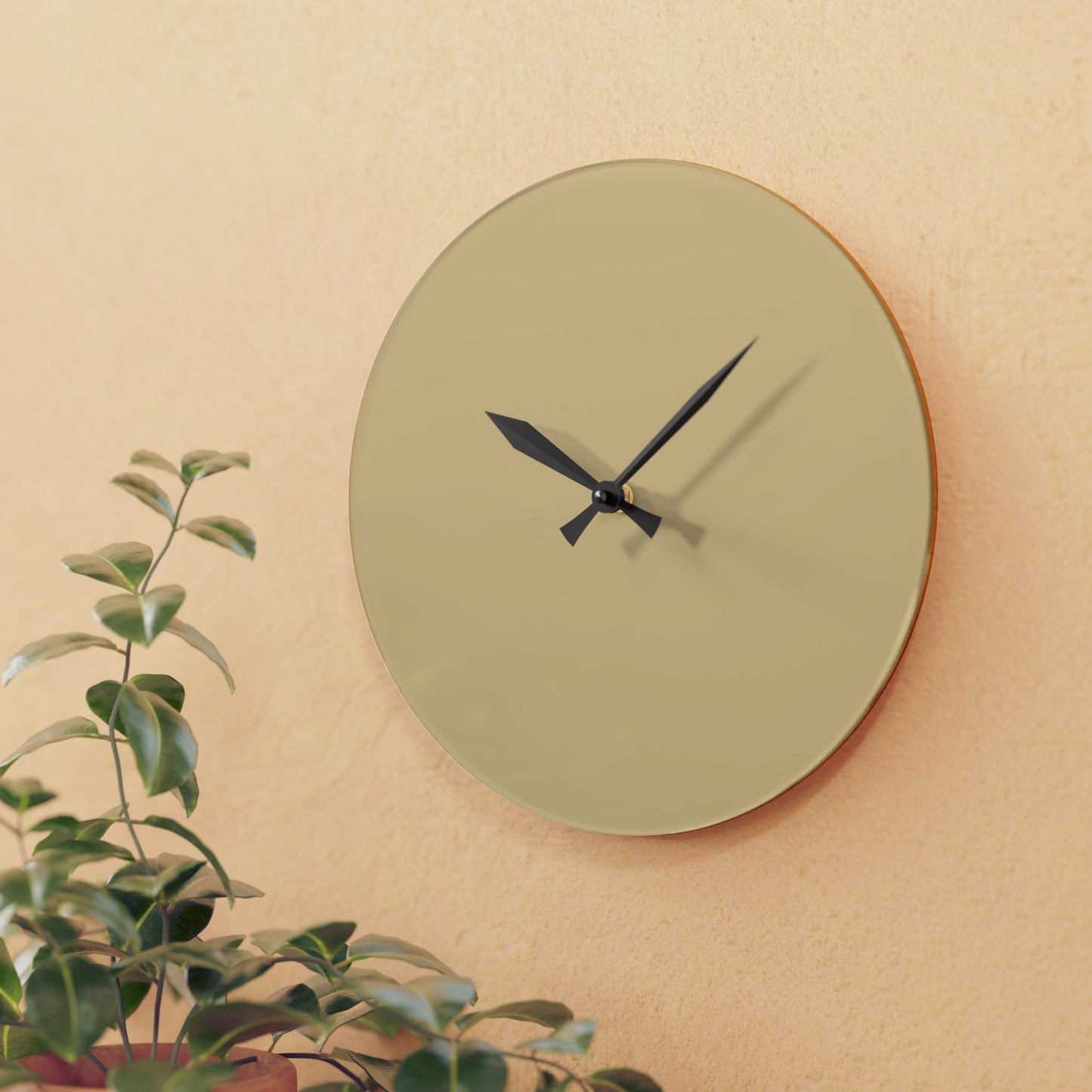Vanilla Wheat Modern Minimalist Acrylic Wall Clock, Stylish Home Decor, Office Wall Art, Unique Gift for Housewarming, Boho Living Room Accent