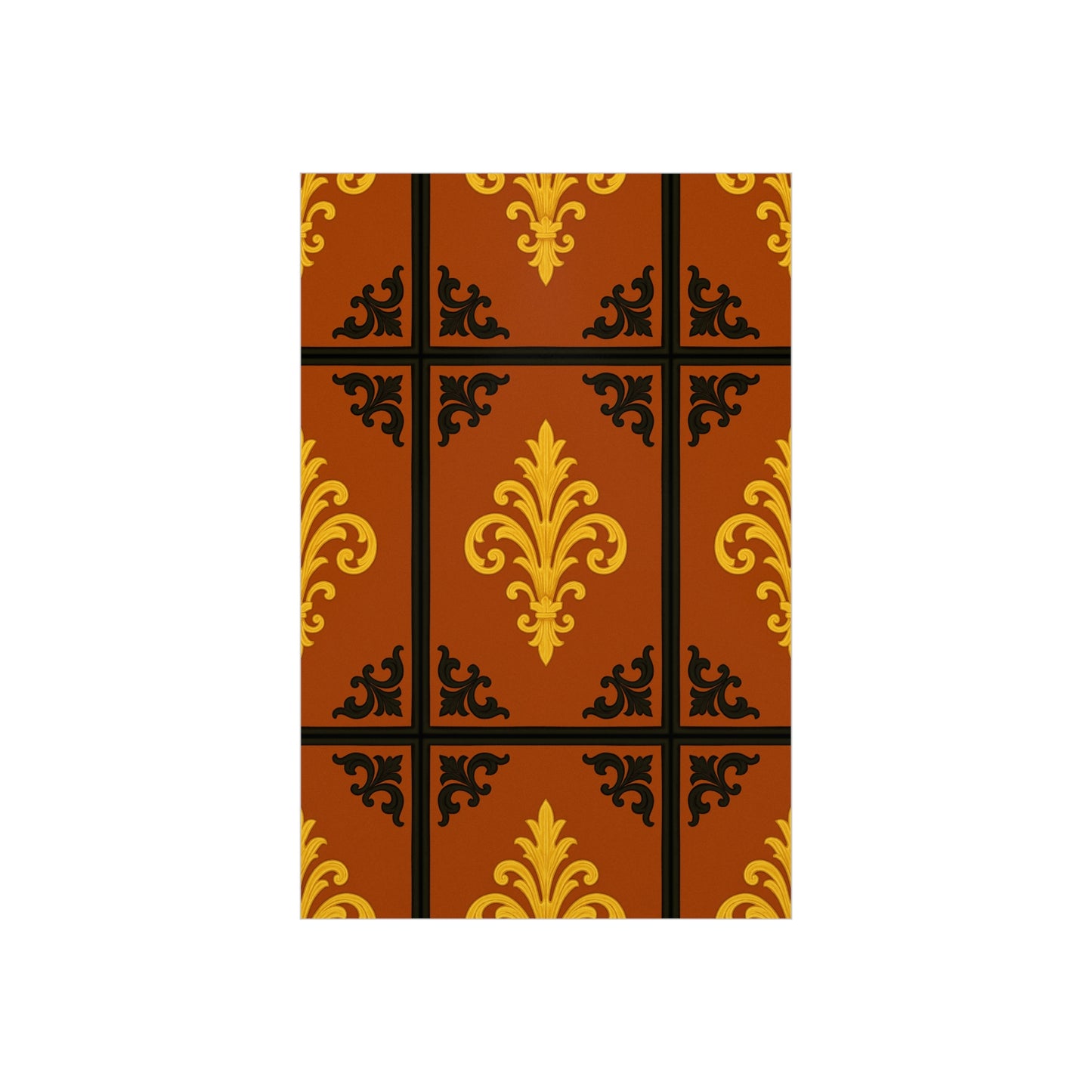 Dusk Terracotta Baroque Foam Board — Baroque Pattern Wall Art (Dusk Terracotta, Gold & Black)