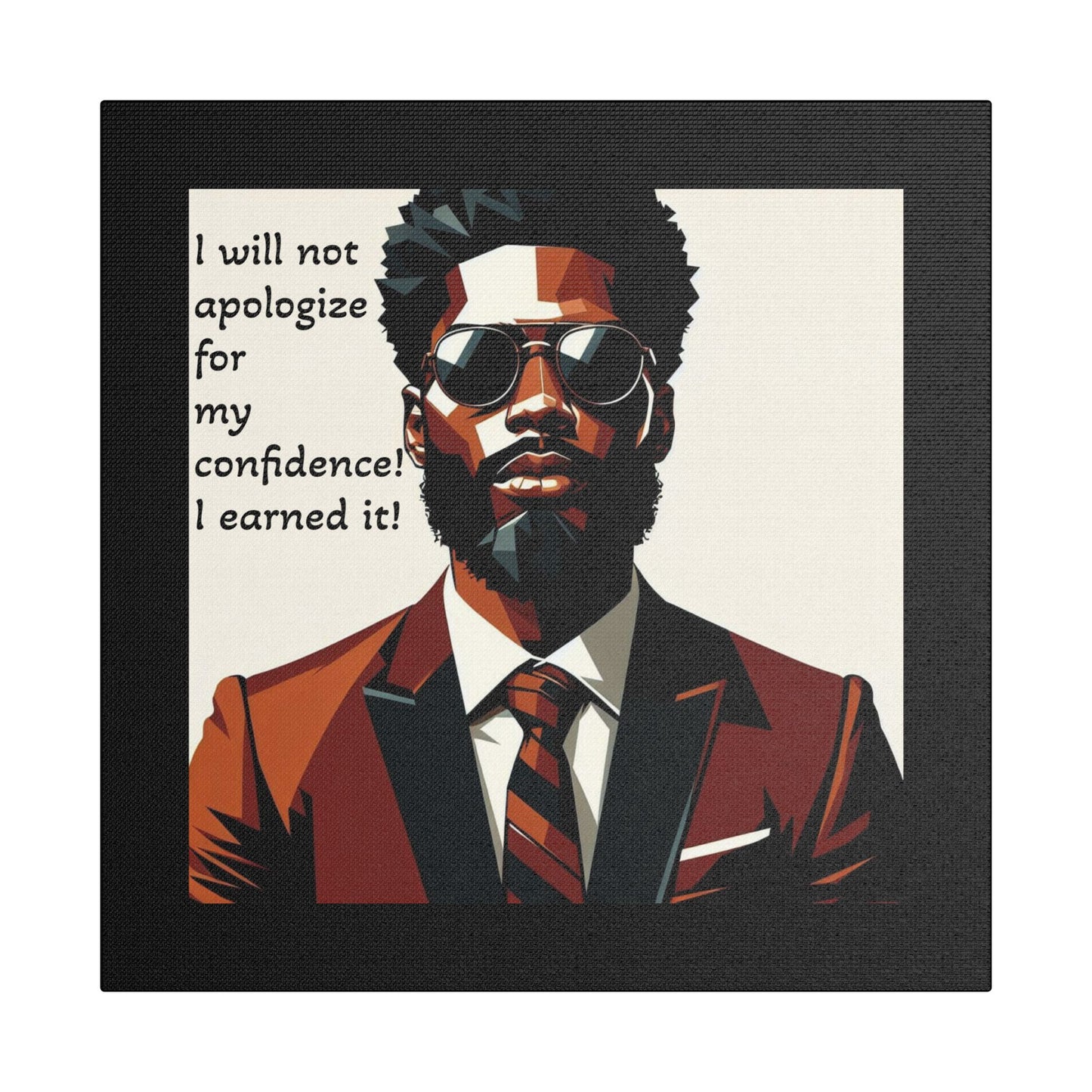 Afro Art Print Canvas, Wall Decor, Satin Stretched Canvas, African American Art, Office Decor, Home Decor - Confident Man In Suit