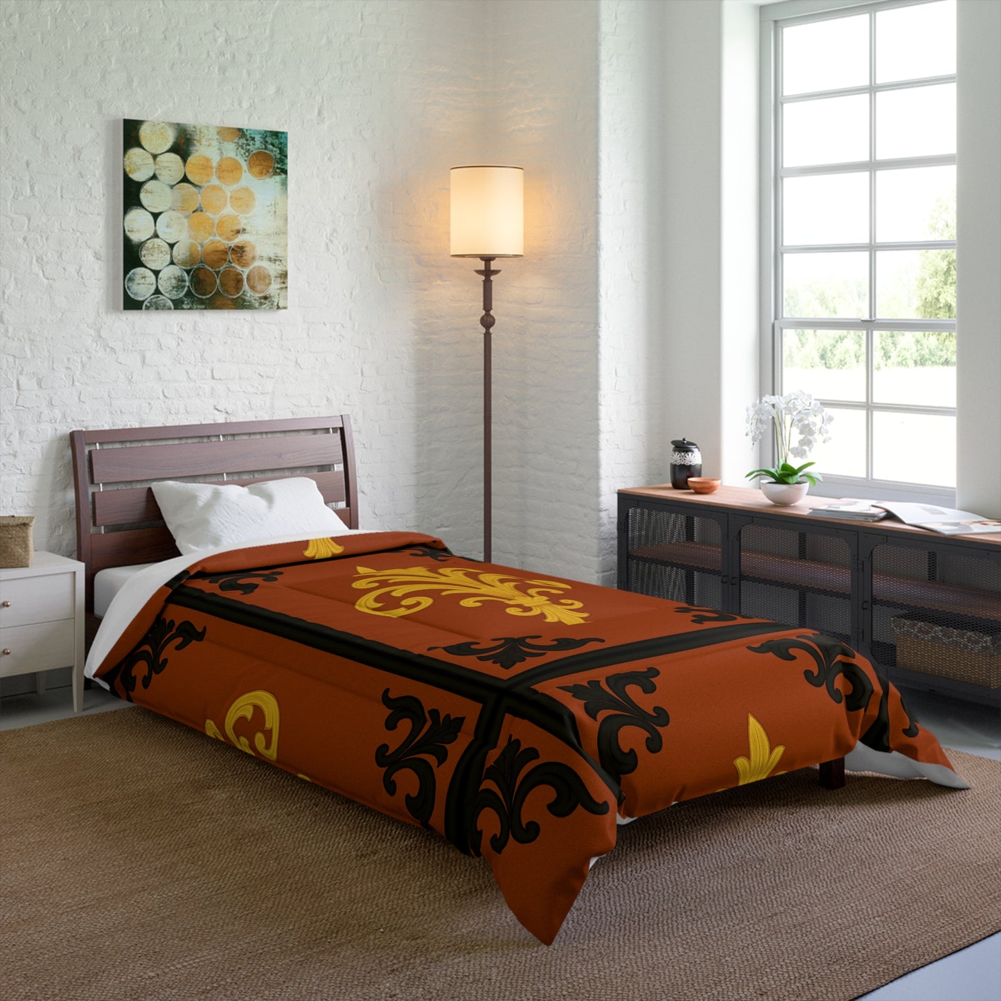 Dusk Terracotta Baroque Comforter — Dusk Terracotta & Gold Decorative Bedding