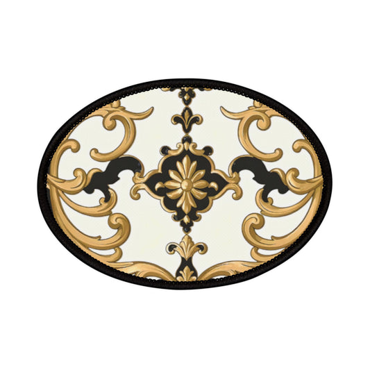 Chic Iron-On Patches for Jackets, Bags & More | Stylish DIY Fashion Accessories | Unique Vintage Designs | Perfect Gift Idea - Black & Gold Rococo