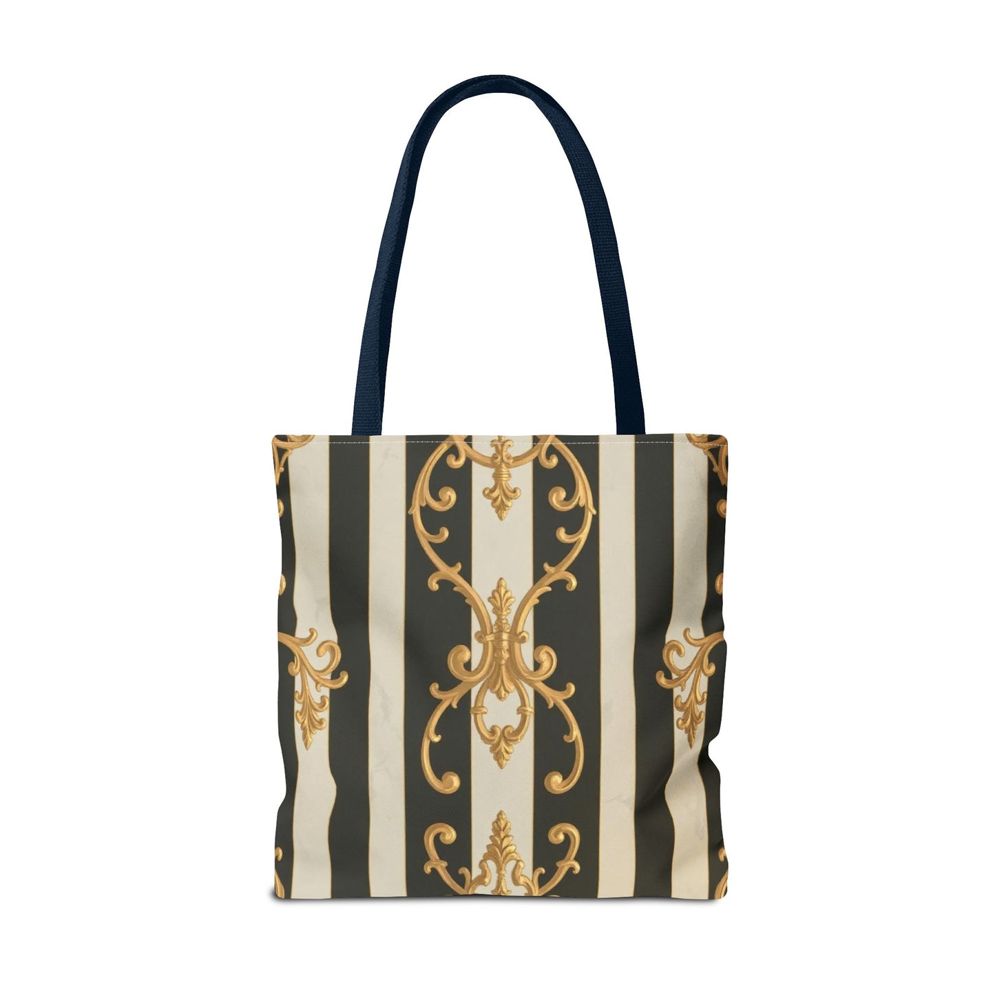 Elegant Black & Alabaster Striped Baroque Tote Bag, Stylish Shopping Bag, Fashion Accessory, Gift for Her, Reusable Bag, Perfect for Events