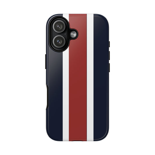 Lunar Midnight & Red-White Striped Stylish Phone Case - Tough Cases, Custom iPhone Cover, Sleek Phone Accessories, Gifts for Him/Her
