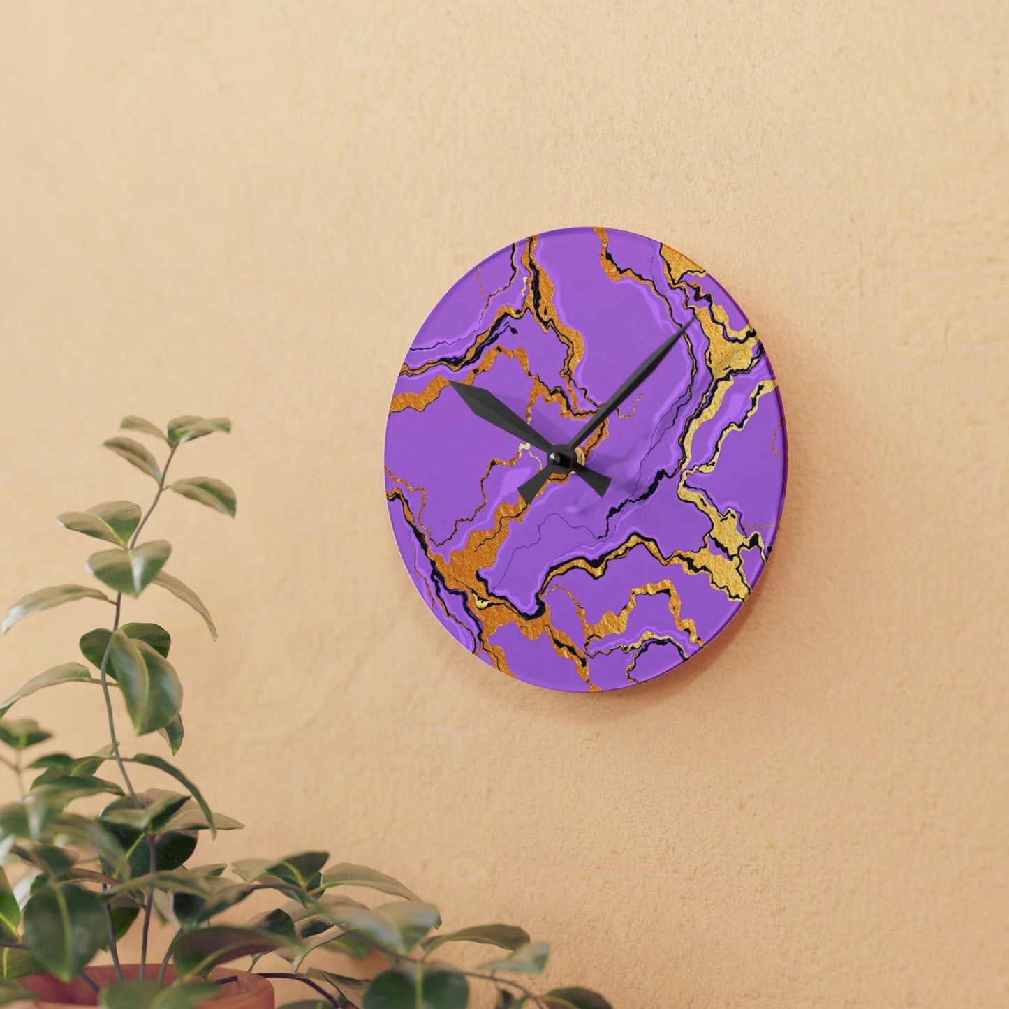 Elegant Lavender Marble Acrylic Wall Clock - Home Decor, Unique Gift, Modern Design, Wall Art, Kitchen Clock