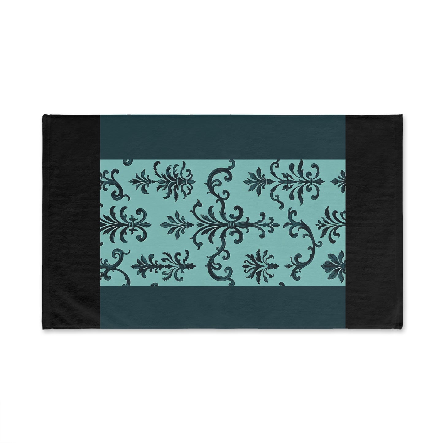 Elegant Decorative Hand Towel for Kitchen or Bathroom, Floral Design Towel, Gifts for Housewarming, Wedding - Teal Striped Rococo