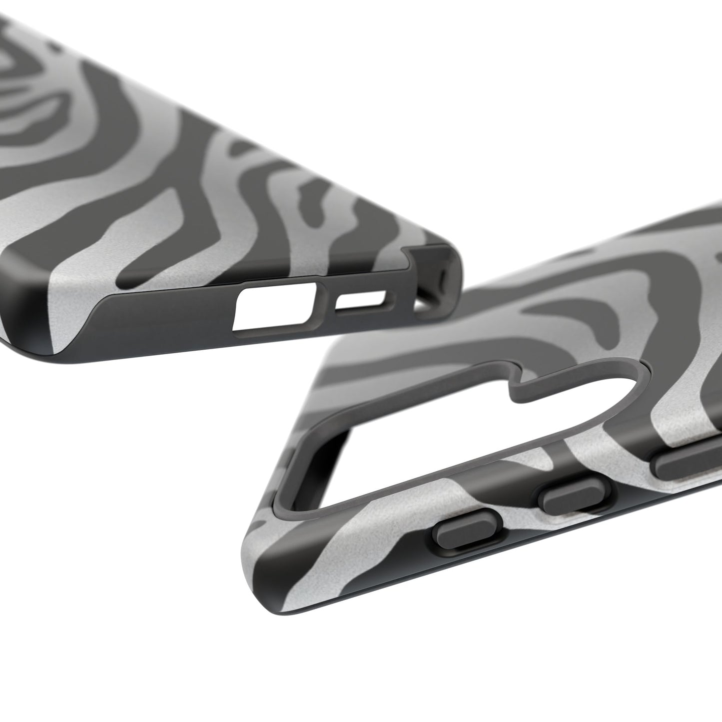 Zebra Print Tough Phone Case - Silver