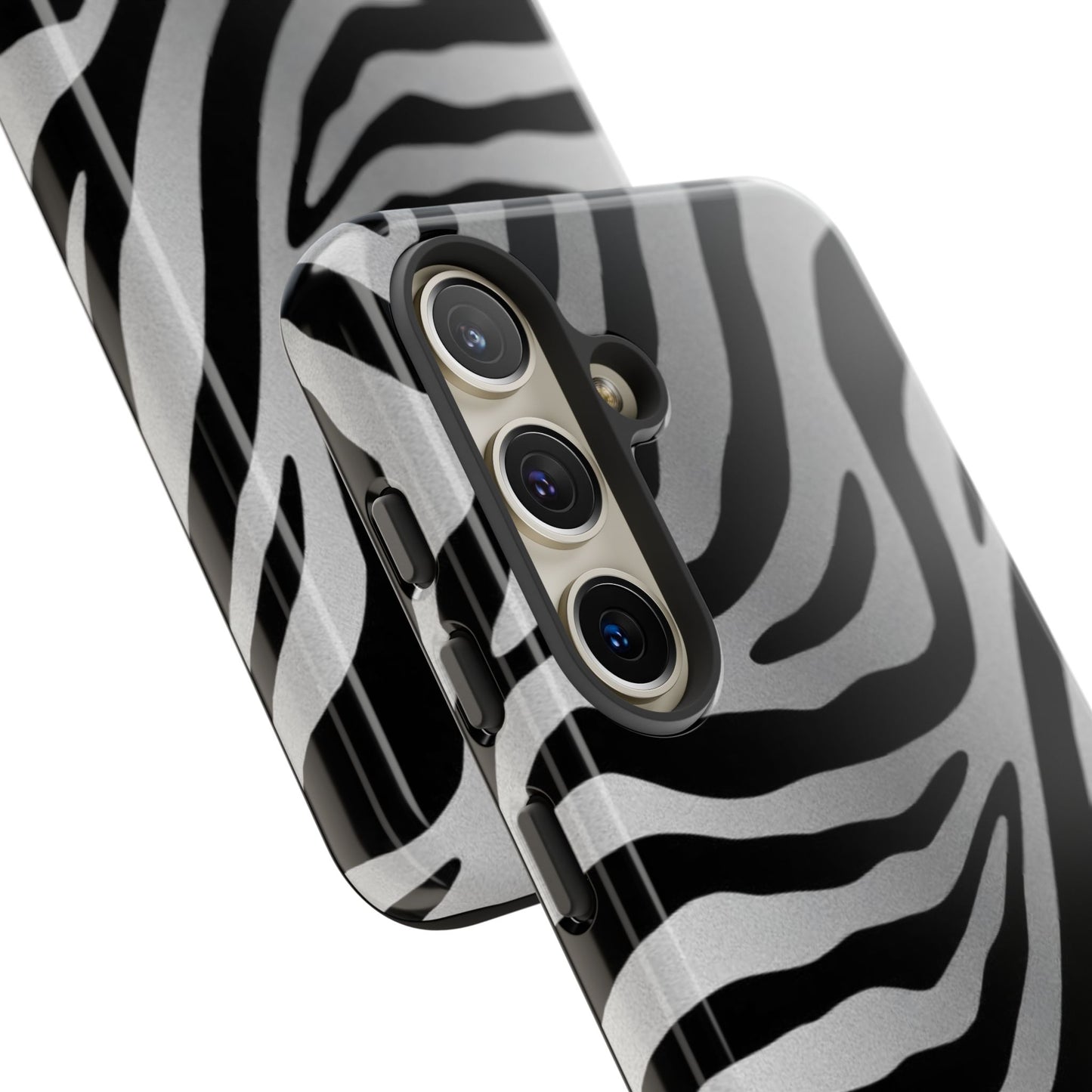 Zebra Print Tough Phone Case - Silver
