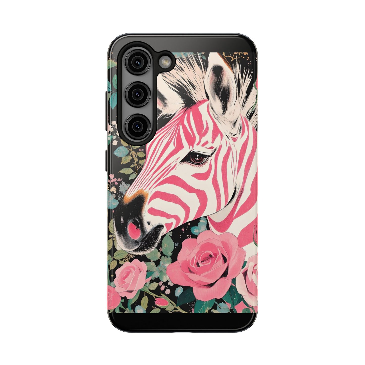 Pink Zebra Tough Phone Case - Trendy Floral Design for Animal Lovers