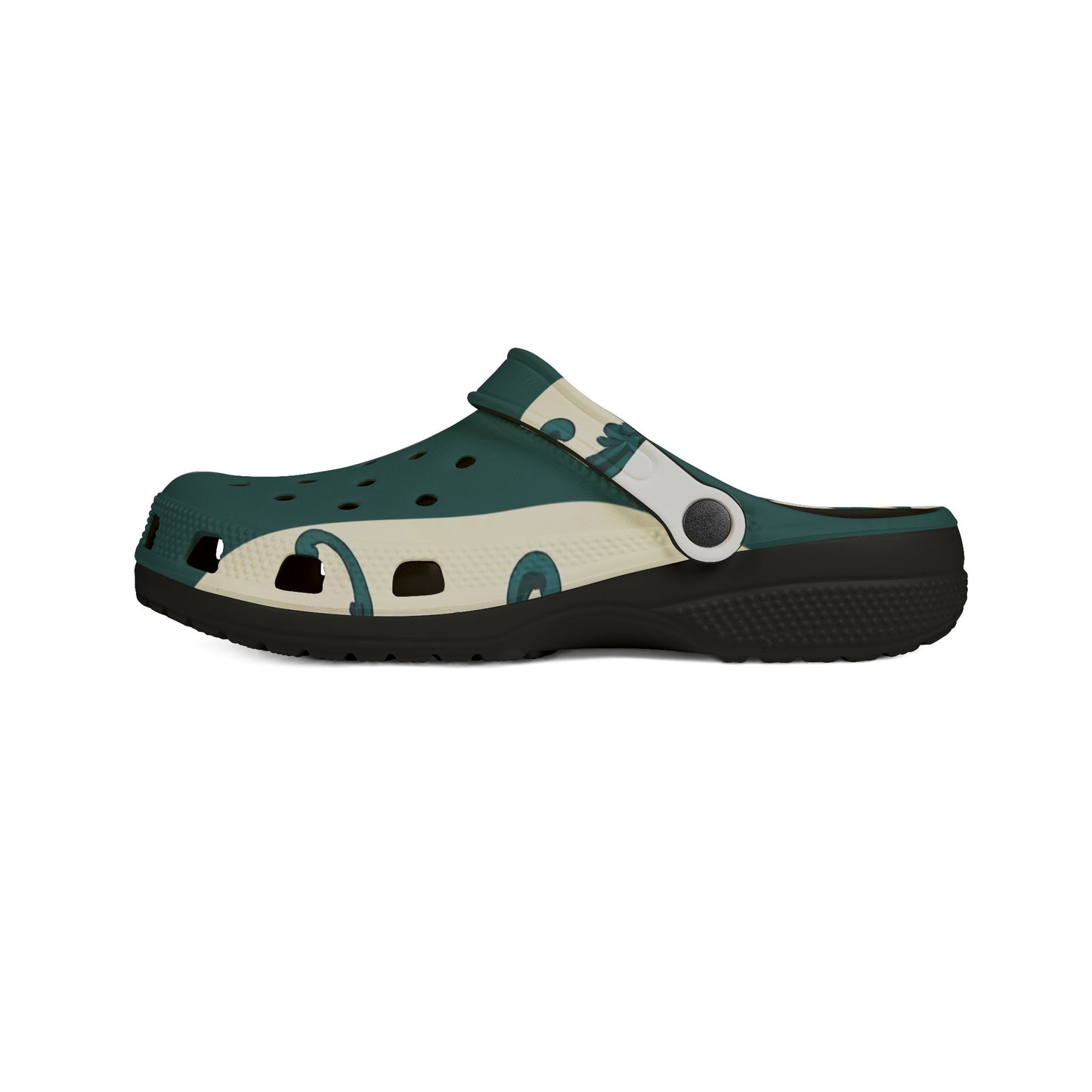 Stylish EVA Foam Rubber Shoes, Trendy Garden Clogs, Comfortable Summer Footwear, Perfect for Outdoors - Teal Striped Rococo