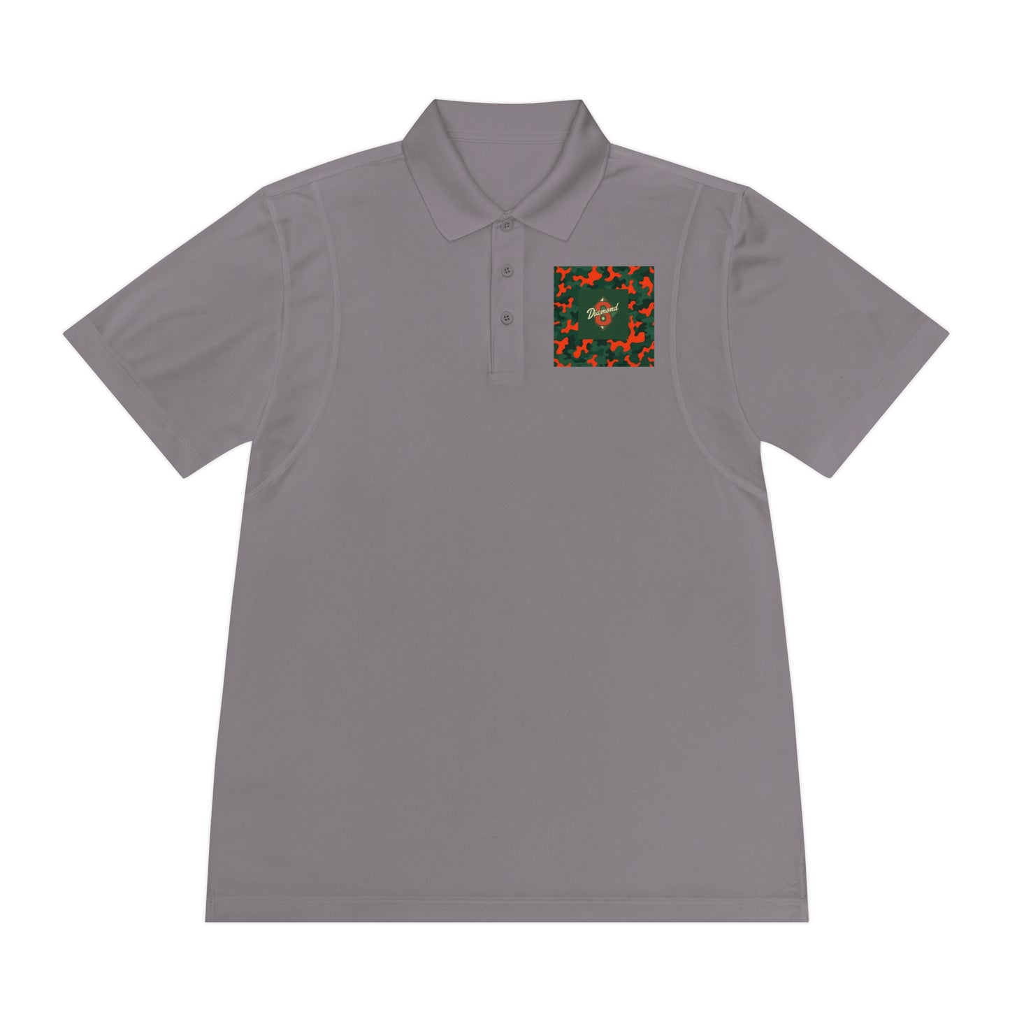 Men's Sport Polo Shirt, Casual Wear, Gym Shirt, Summer Outing, Gift for Dad, Outdoor Activities - Green & Orange Camo Diamond 8