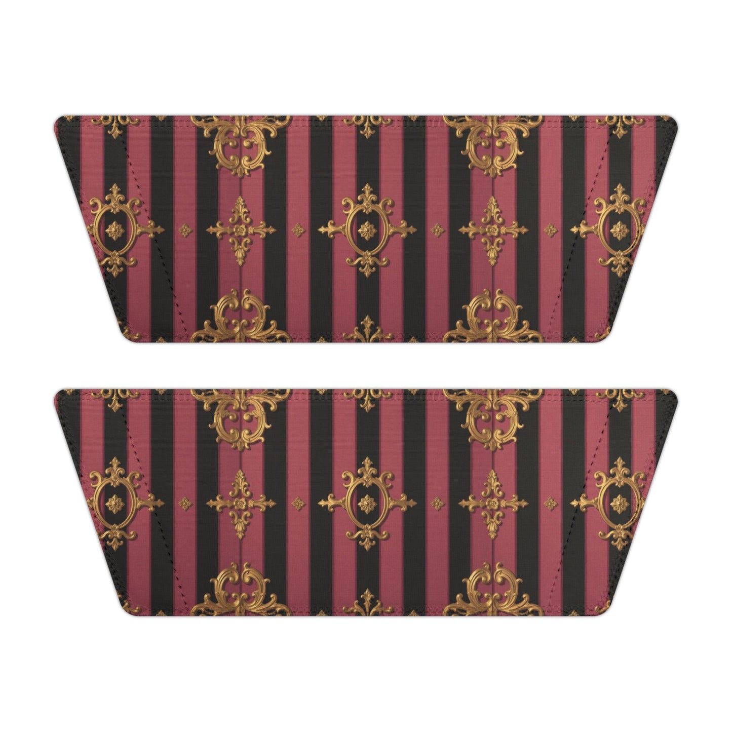 Chic Black & Mauve Striped Gold Baroque Women's Removable-Strap Sandals, Comfortable Summer Footwear
