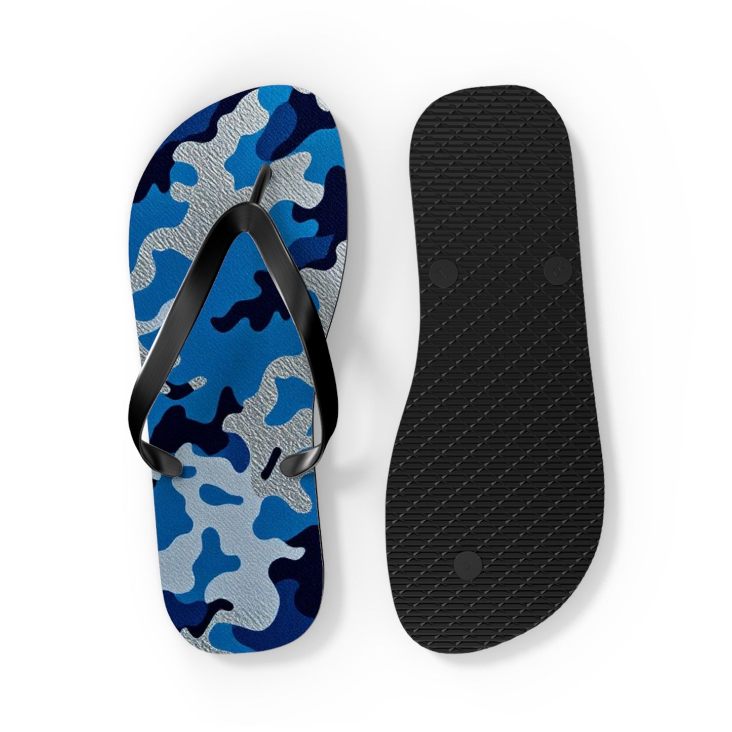Camo Flip Flops - Stylish Beach Sandals for Summer, Casual Footwear, Vacation Essentials, Poolside Comfort, Outdoor Activities - Blue