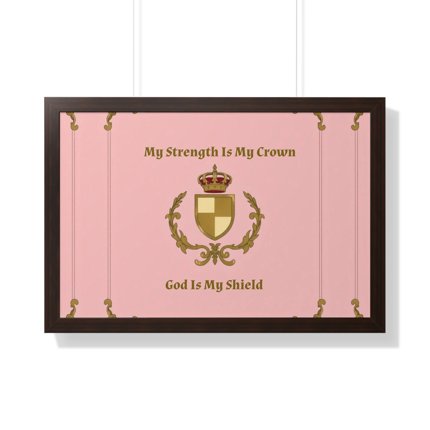 Crest & Crown Spiritual Quote Empowering Framed Poster, Inspirational Wall Art, Crown Design, Home Decor, Motivational Gift, Bible Verse Decoration