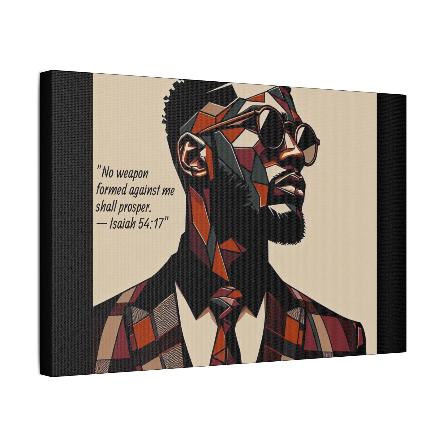 Afro Art Print Canvas, Wall Decor, Satin Stretched Canvas, African American Art, Office Decor, Home Decor - Isaiah 54:17