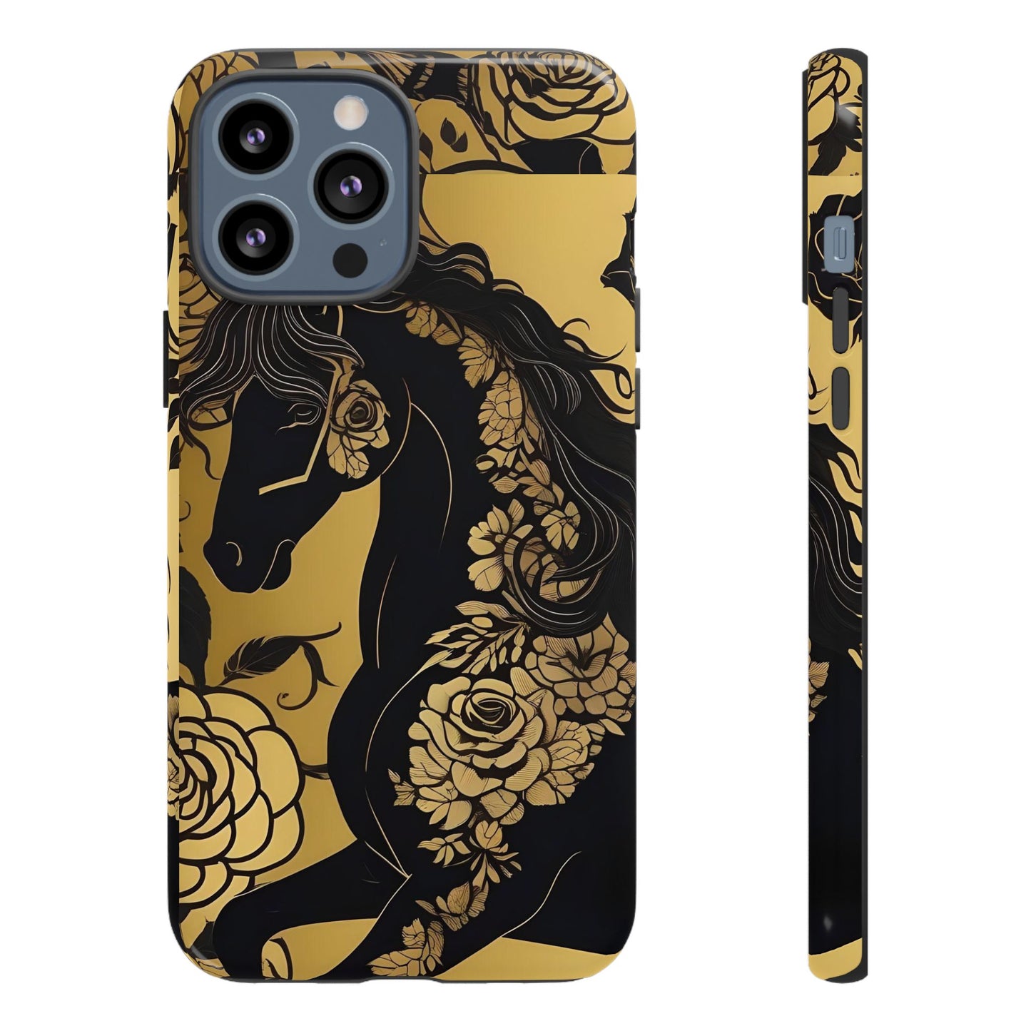 Phone Case - Elegant Horse & Roses Design