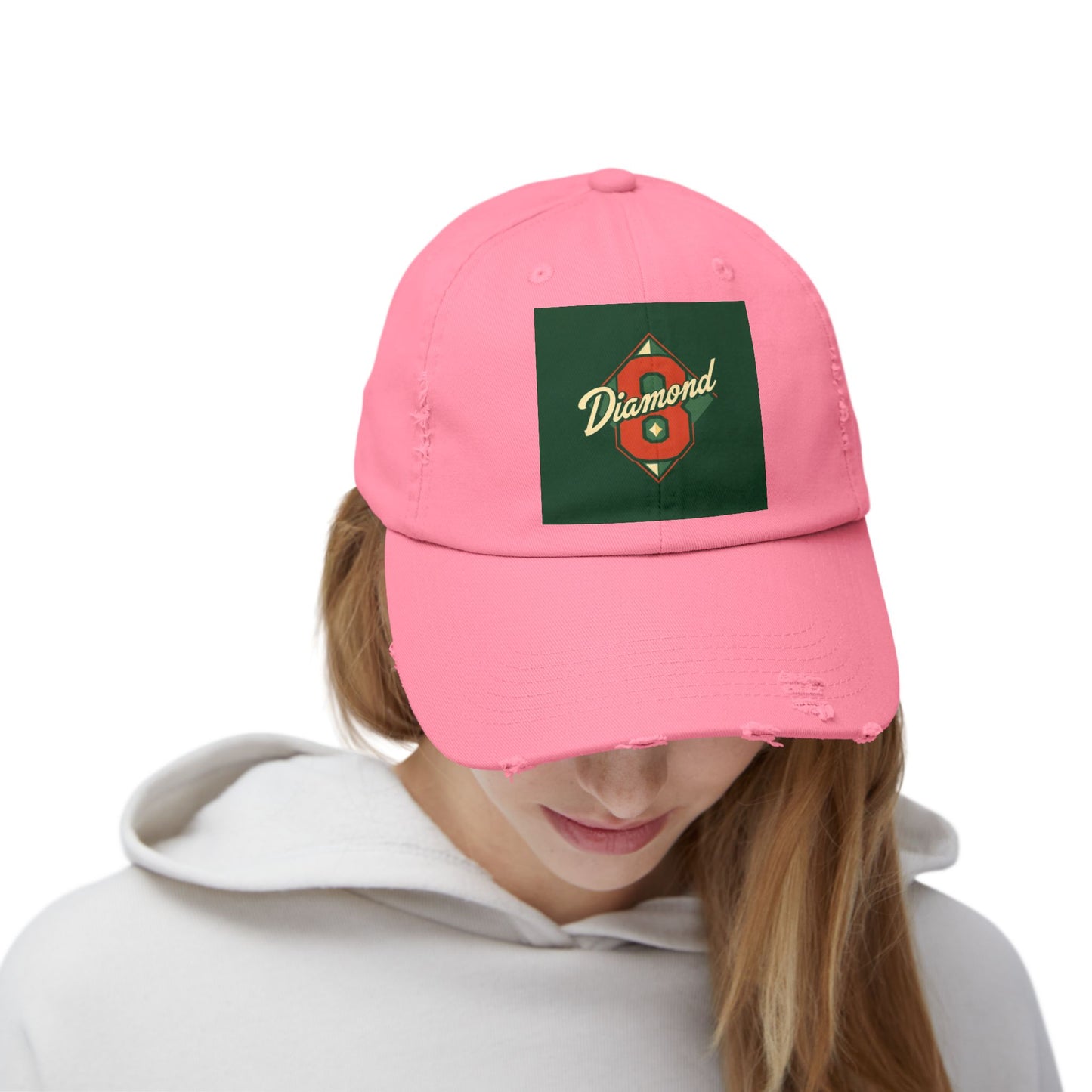 Unisex Distressed Cap - Vintage Baseball Style Hat, Cool Casual Headwear - Diamond 8