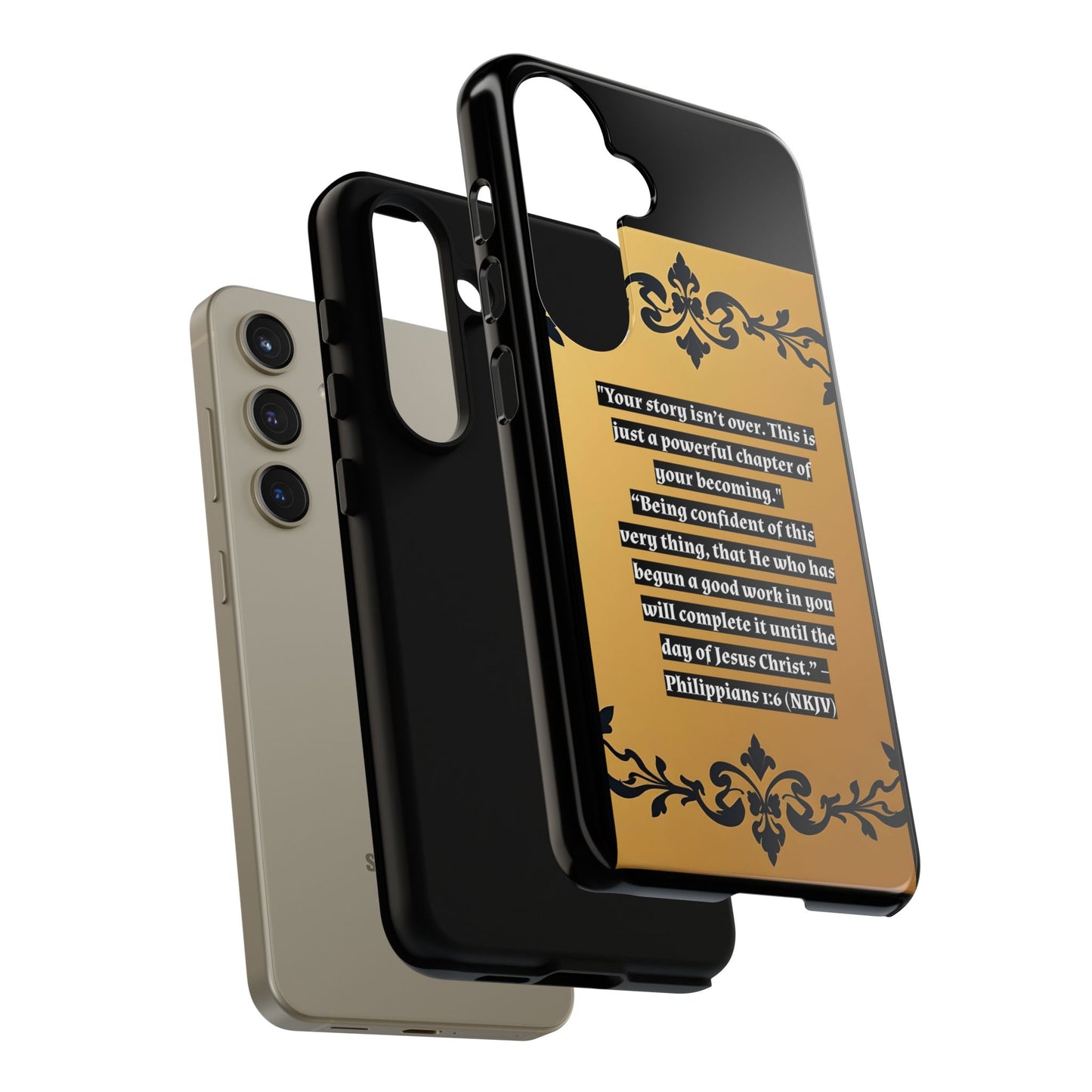Elegant Floral Motif Phone Case - Tough Cases with Vintage Design - "Your story isn't over"