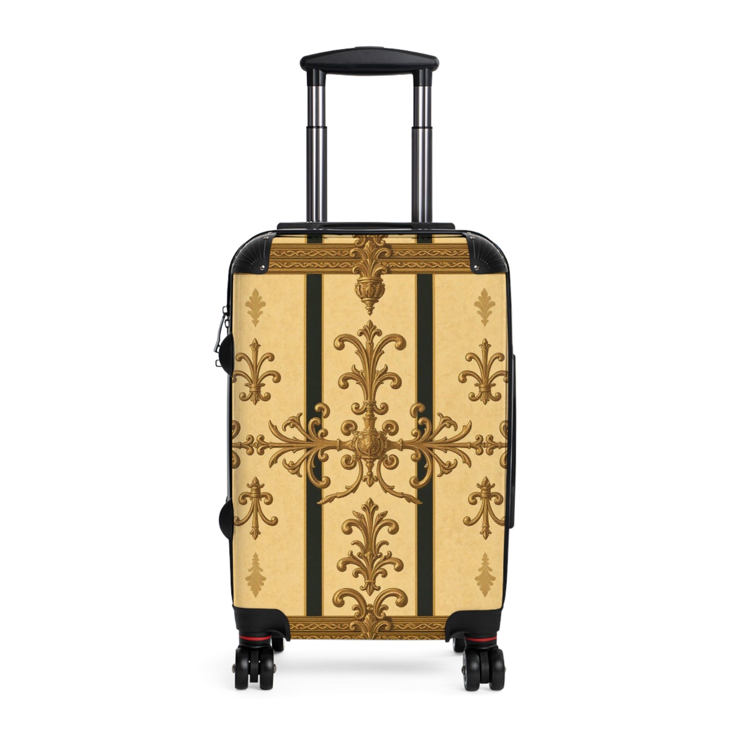 Elegant Travel Suitcase with Vintage Design, Stylish Luggage for Travelers, Vacation Essentials - Matte Yellow Striped Antique Rococo