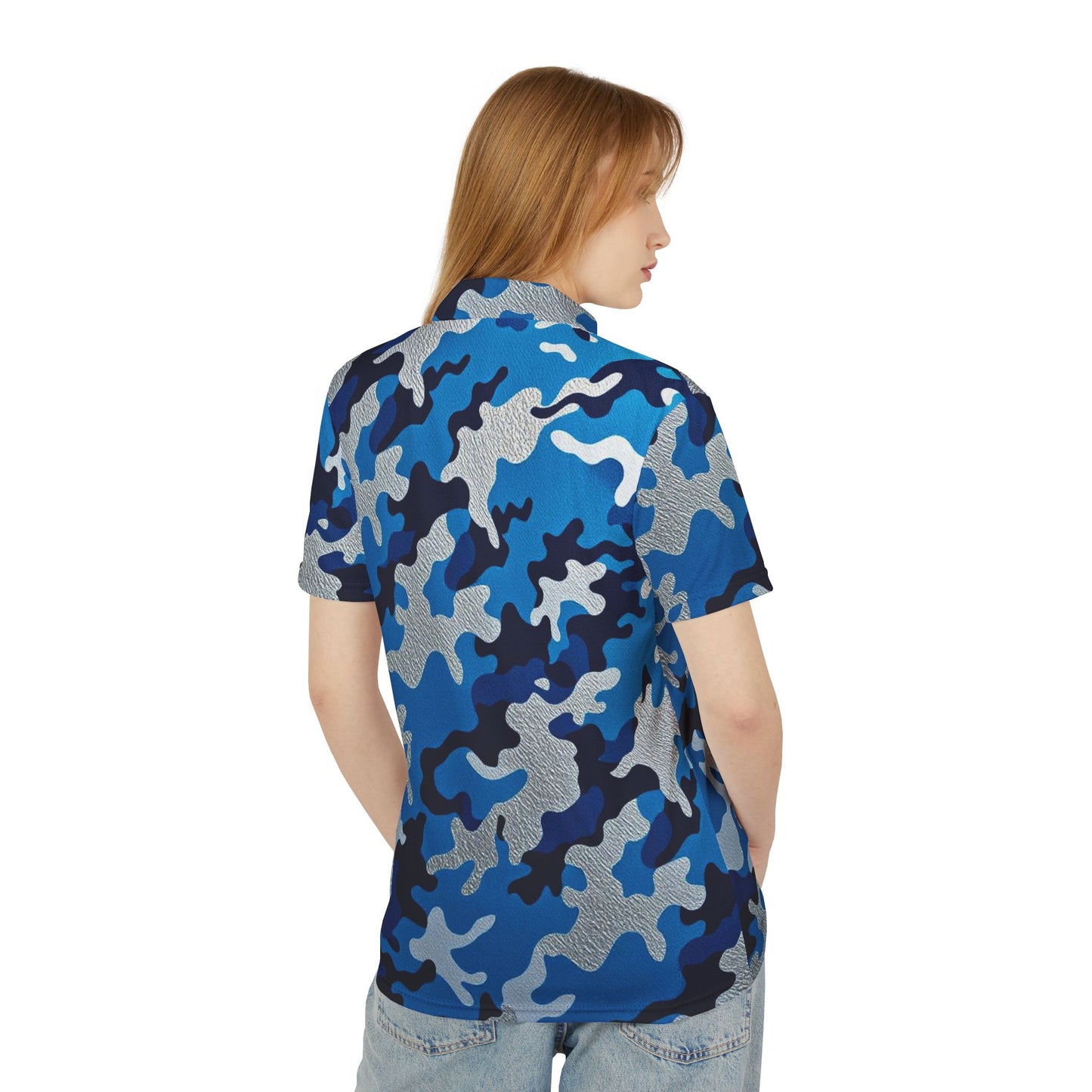 Stylish Camo Polo Shirt, Casual Wear, Outdoor Activities, Men’s Fashion, Gift for Him, Summer Vibes - Blue Camo