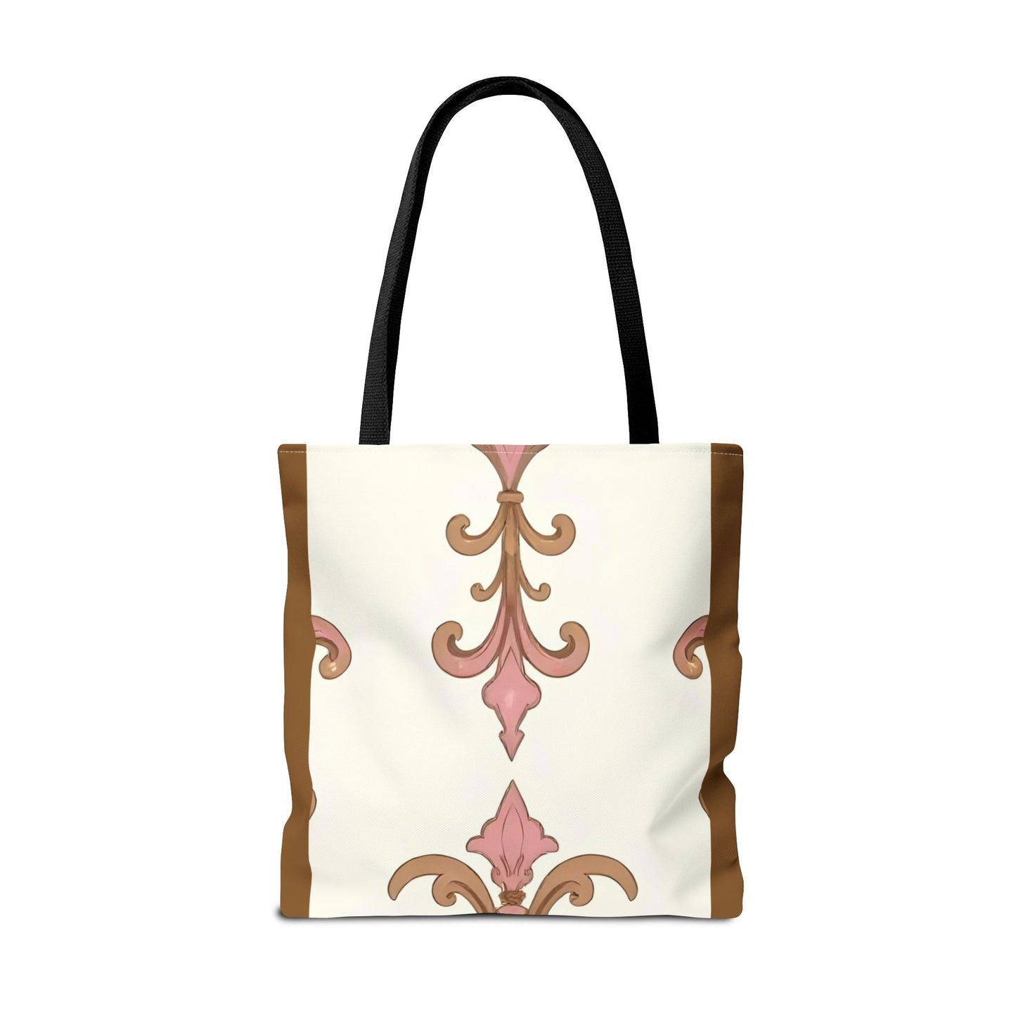 Elegant Floral Tote Bag - Perfect for Everyday Use, Shopping, Gifts, Summer Outings, and Special Occasions - Brown Striped Pink Arabesque