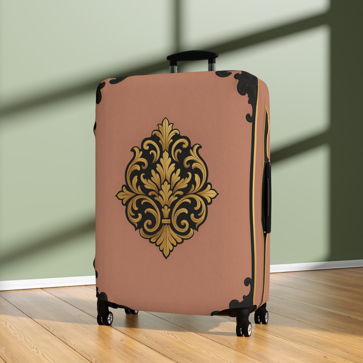 Mauve & Black-Gold Baroque Vintage Luggage Cover — Elegant Travel Protector