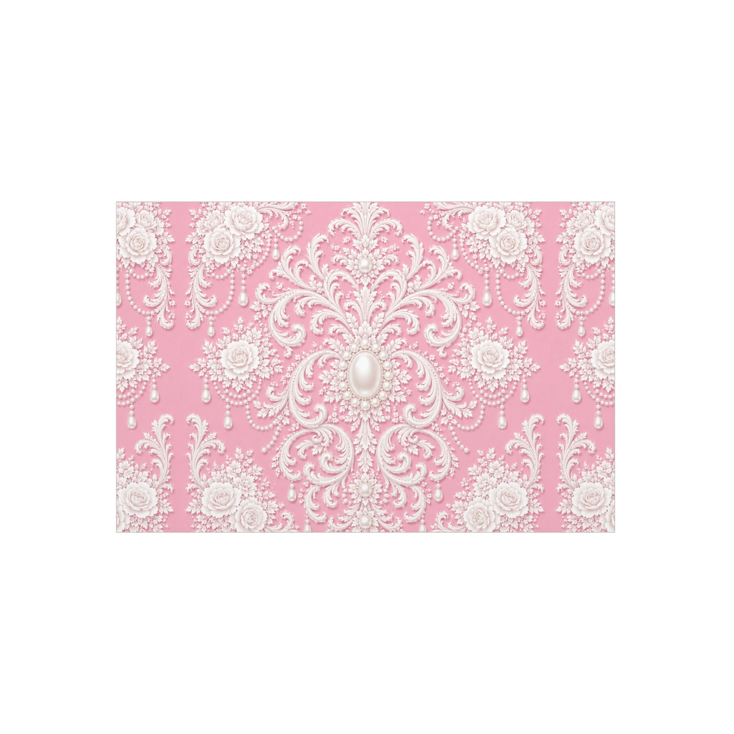 Pink Rococo Pearl Foam Board Wall Art — Elegant Vintage Floral Accent