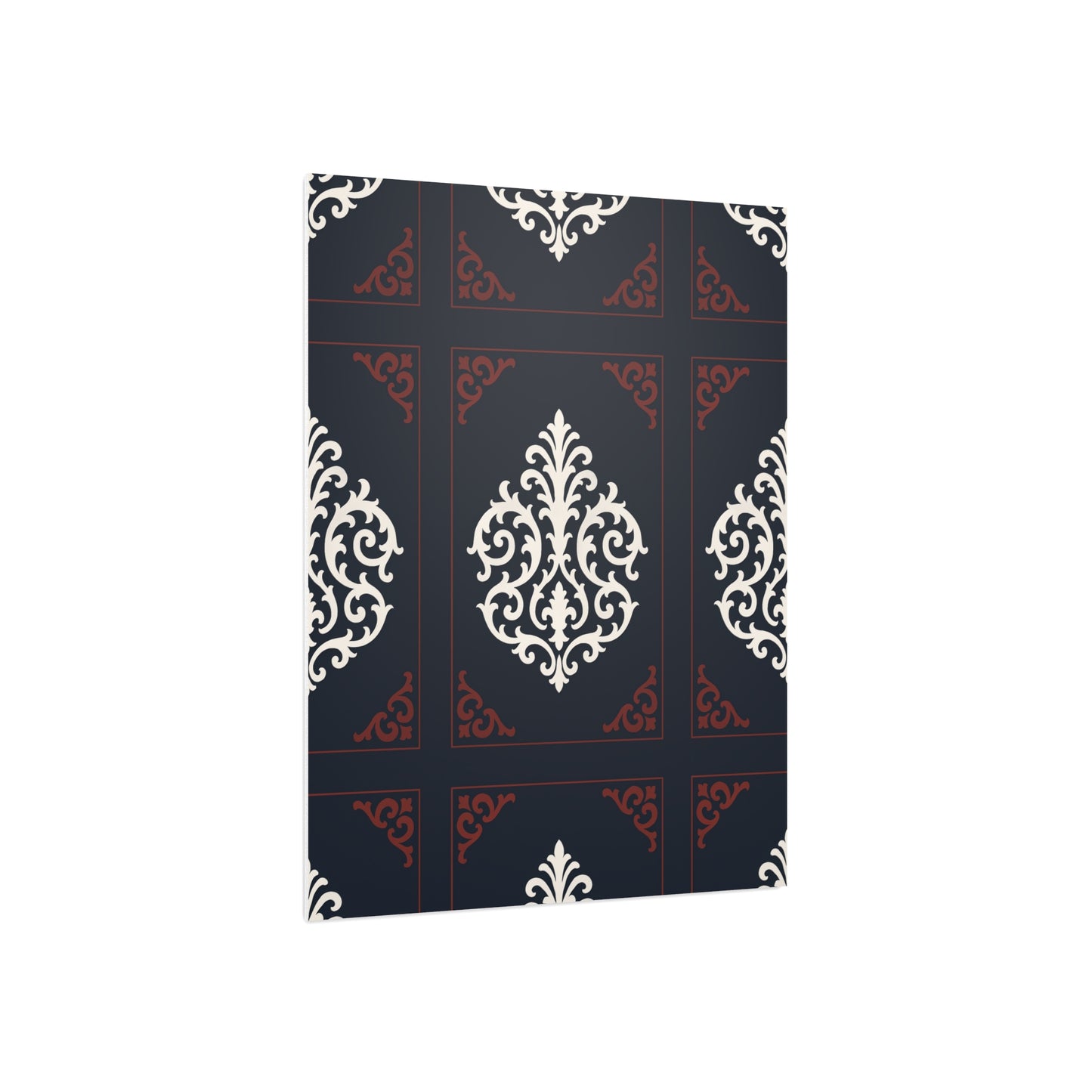 Dusk Blue-Maroon & White Baroque Foam Board Wall Art — Blue, White & Maroon Pattern