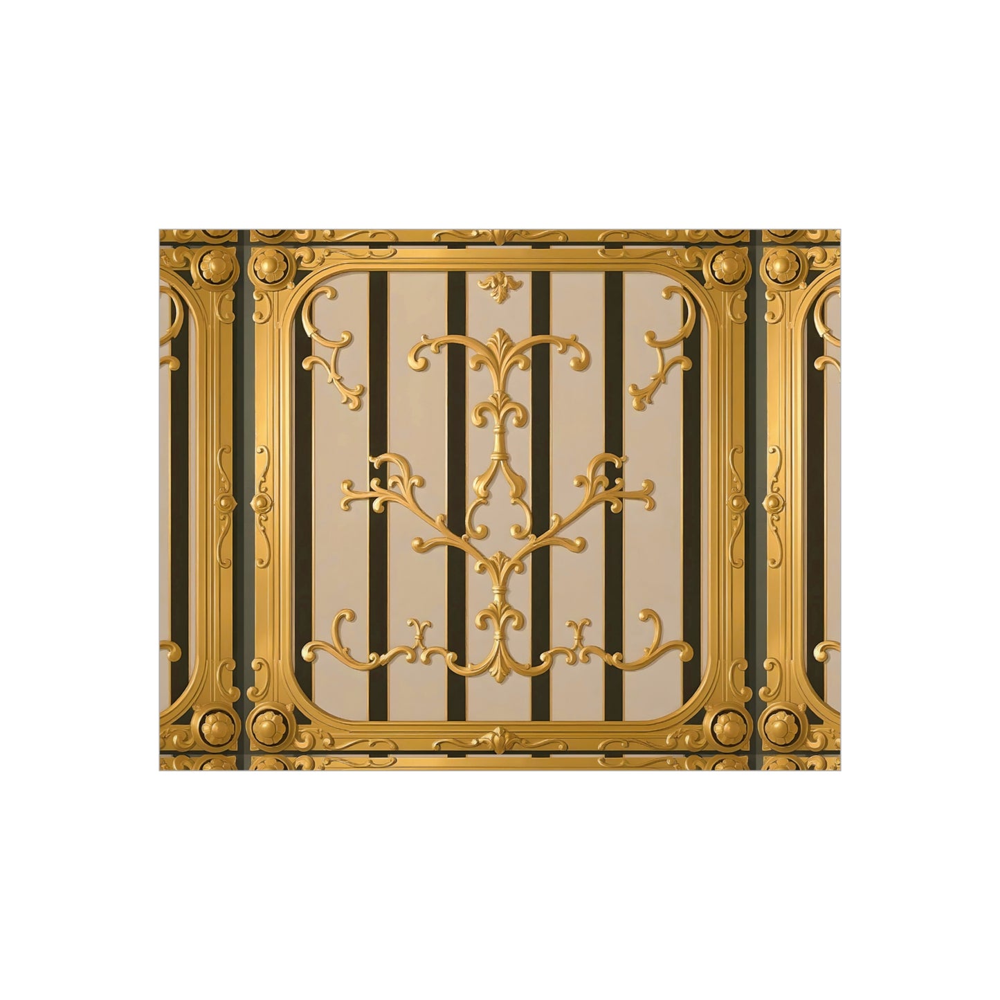 Ornate Foam Board Wall Art, Elegant Home Decor, Decorative Foam Panel, Gift for Homeowners, Wedding Decor Ideas - Beige Striped Gold Rococo