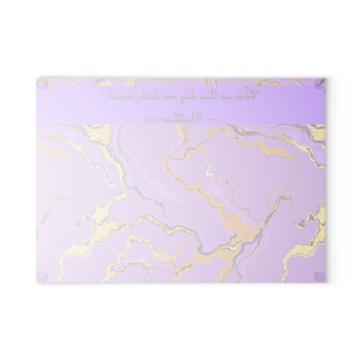 Elegant Lavender Marble Glass Cutting Board, Kitchen Decor, Wedding Gift, Hostess Gift, Unique Gift for Foodies - Matthew 6:11