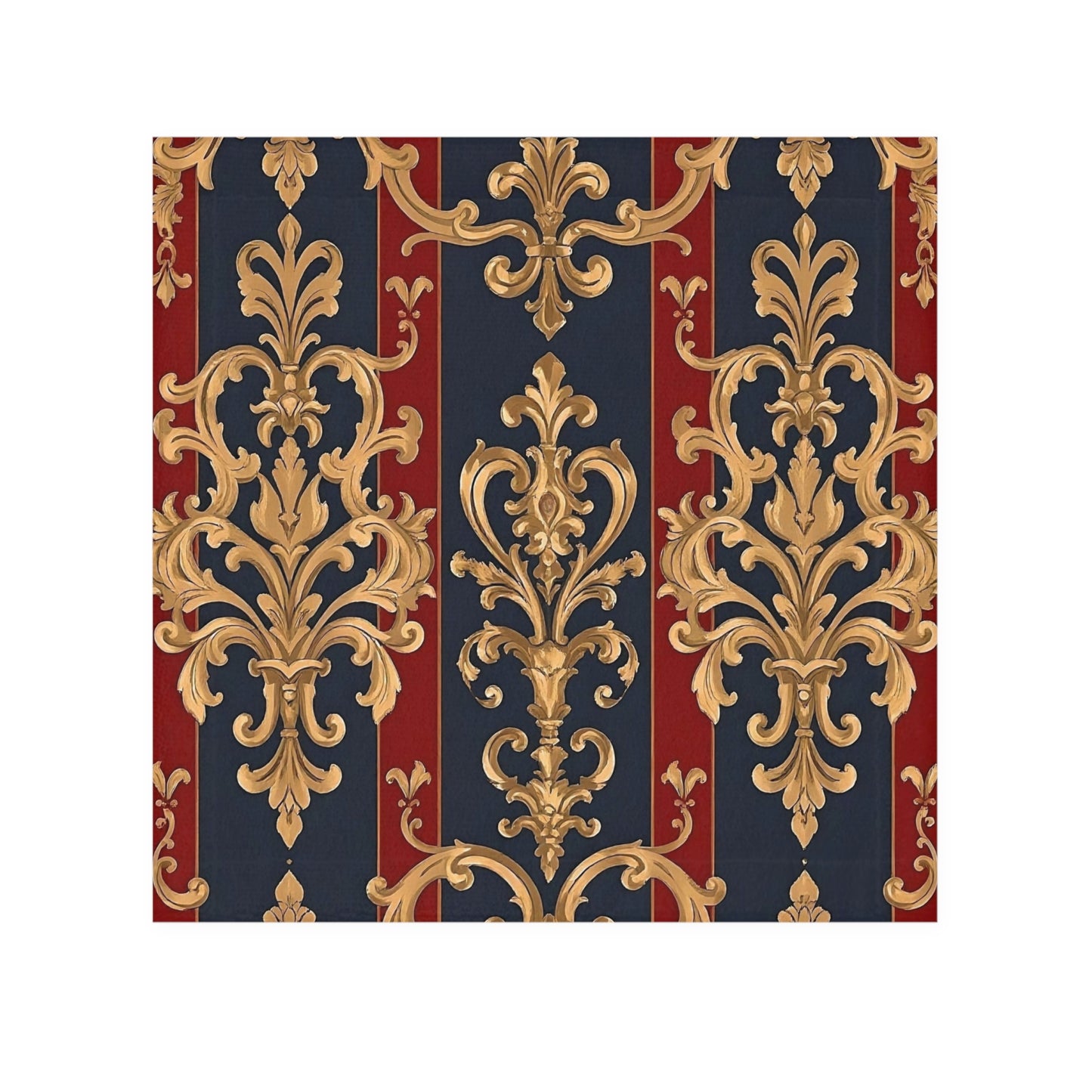 Elegant Vintage Face Towel – Luxurious Gold Pattern for Home & Spa - Midnight Blue & Dusk Red Damask