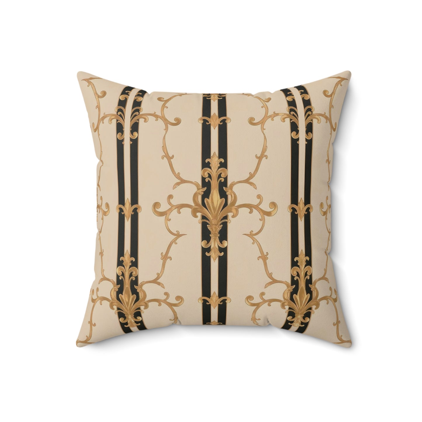 Elegant Decorative Pillow, Stylish Home Decor, Luxurious Throw Cushion, Gift for Her, Bedroom Accent - Black & Beige Striped Damask