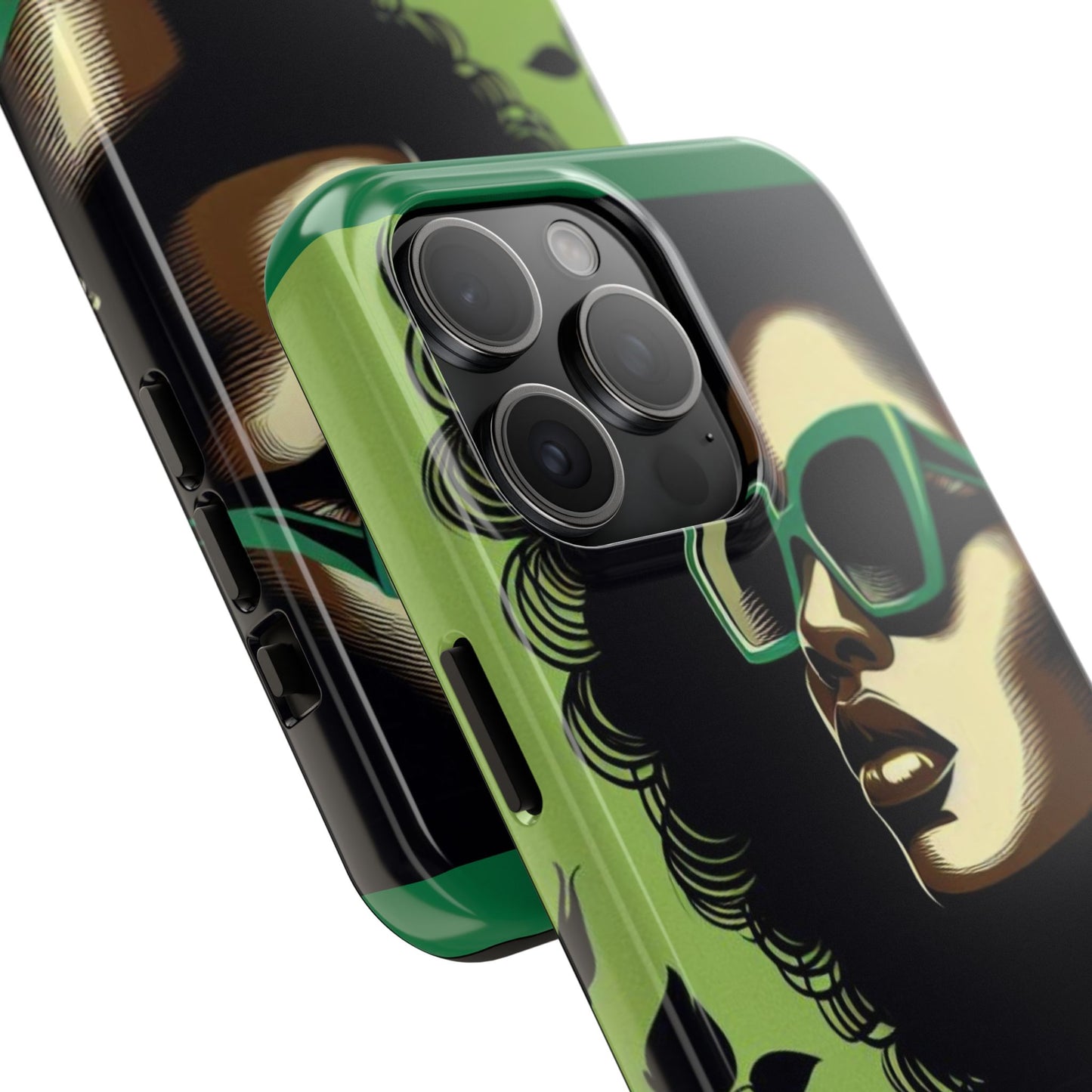 Chic Tough Phone Case | Artistic Green & Black Design | Phone Protection, Gift for Her, Stylish Accessory, Trendy Tech - Lady in Green