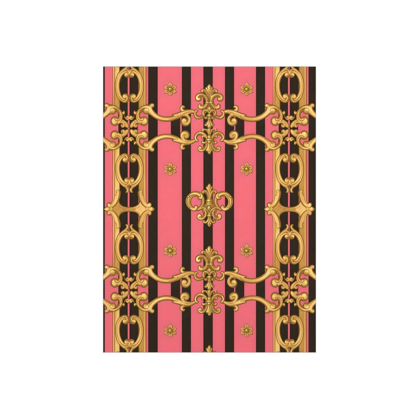 Elegant Decorative Foam Board - Chic Wall Decor, Glam Home Art, Stylish Backdrop, Gift for Her - Pink & Black Striped Gold Baroque