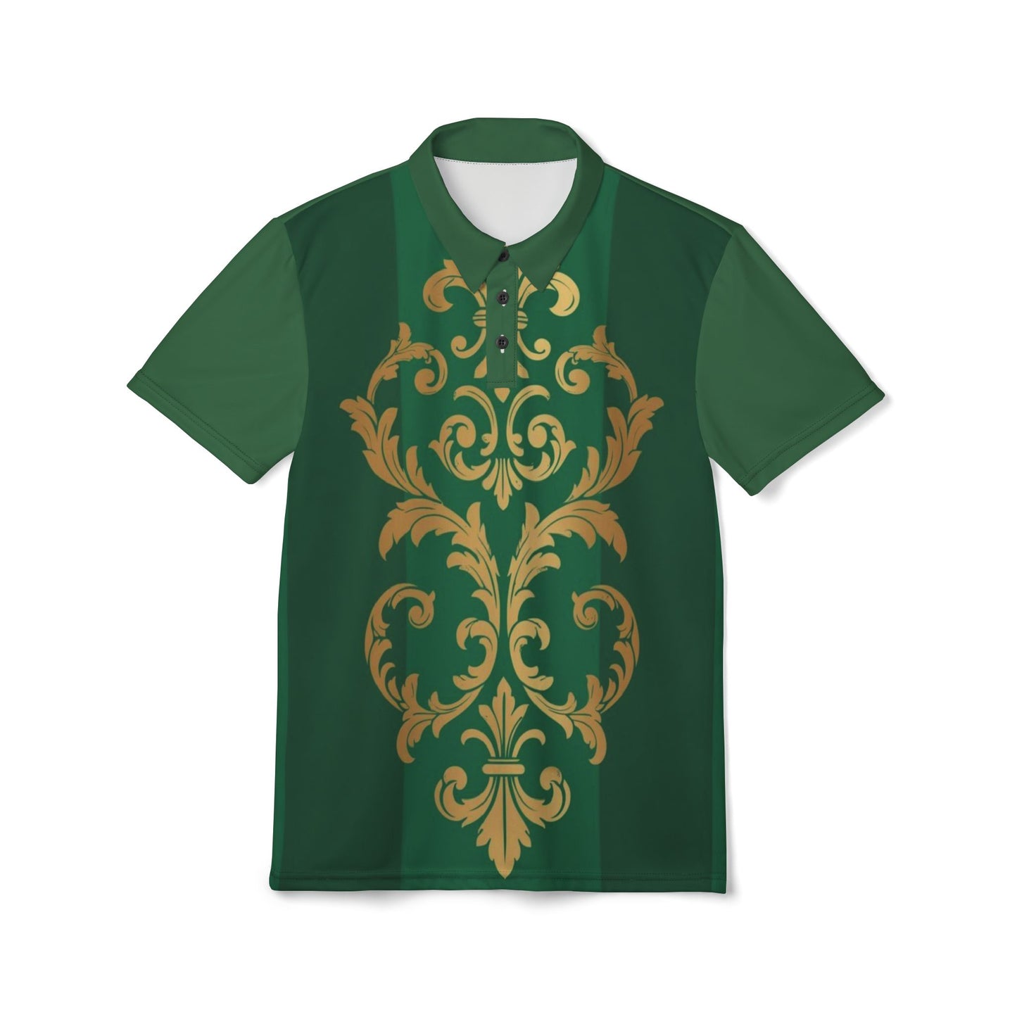 Green Striped Gold Baroque Unisex Polo Shirt (AOP)
