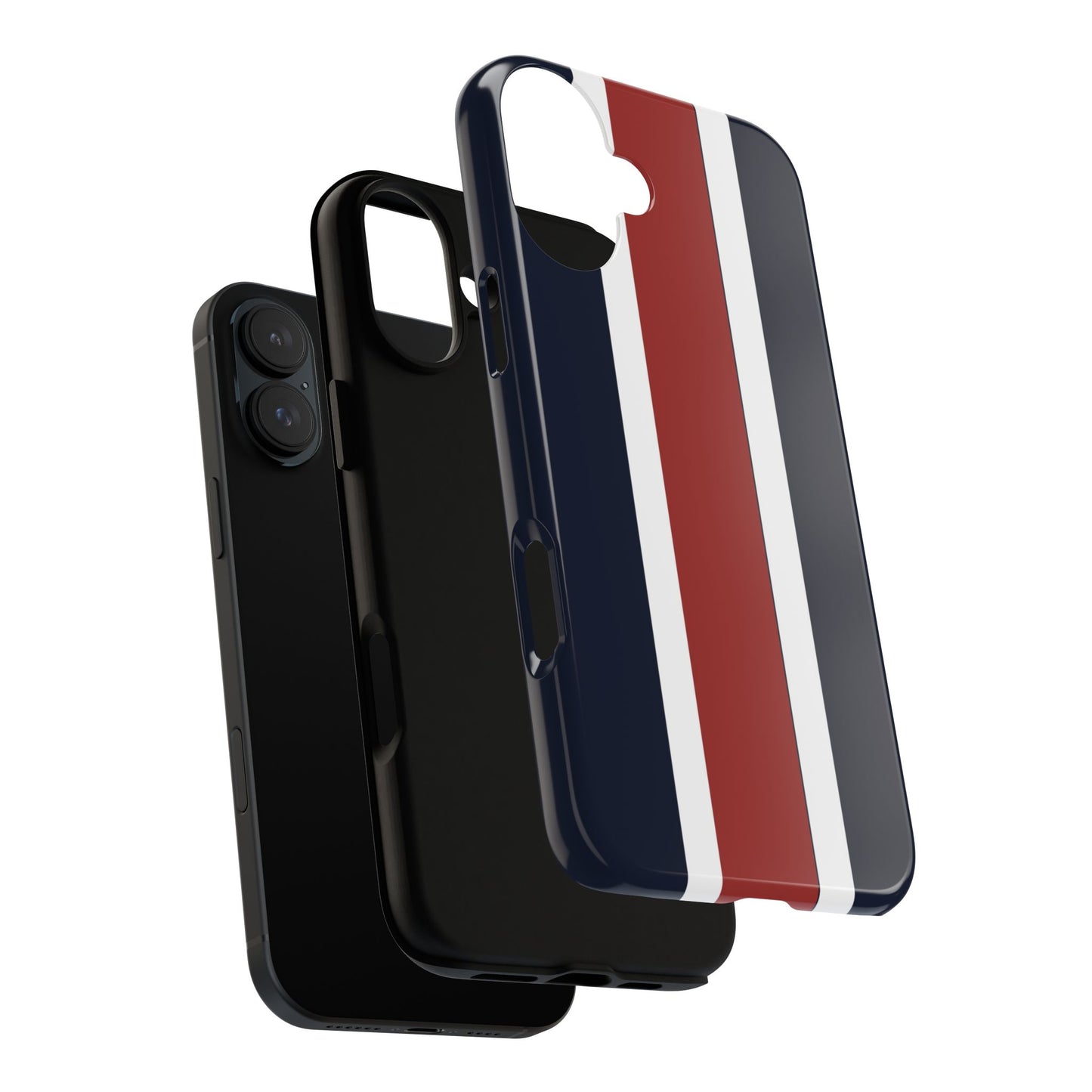 Lunar Midnight & Red-White Striped Stylish Phone Case - Tough Cases, Custom iPhone Cover, Sleek Phone Accessories, Gifts for Him/Her