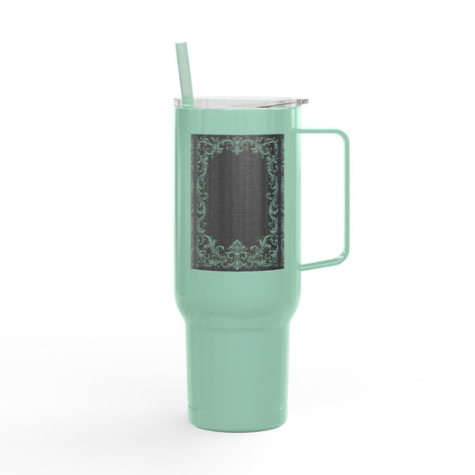 Engraved Baroque 40oz Insulated Tumbler — Vintage Filigree Design with Lid & Straw