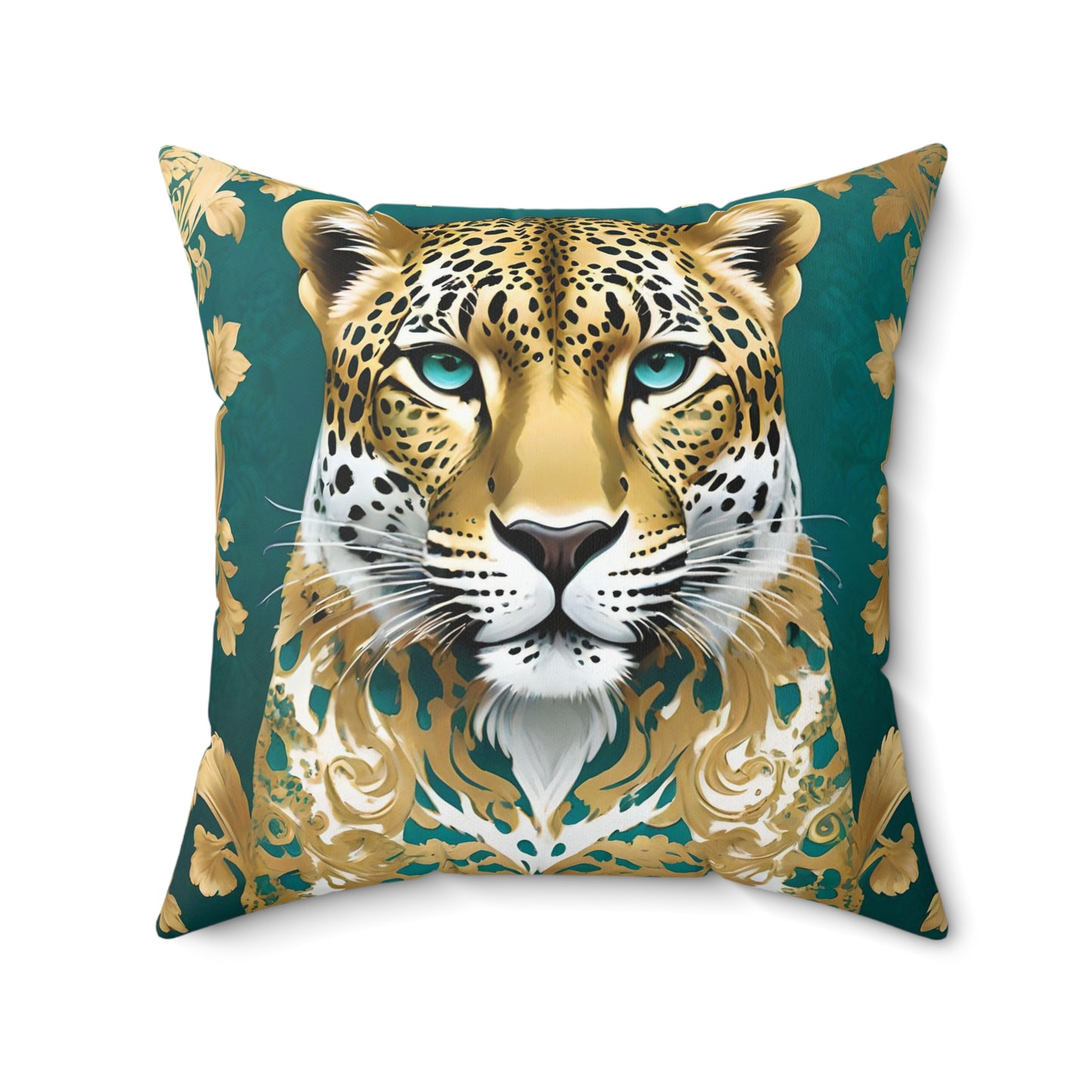 Majestic Leopard Decorative Pillow - Luxurious Spun Polyester Cushion for Home Decor - Gold Leopard