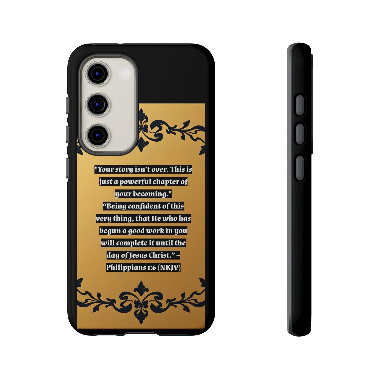 Elegant Floral Motif Phone Case - Tough Cases with Vintage Design - "Your story isn't over"