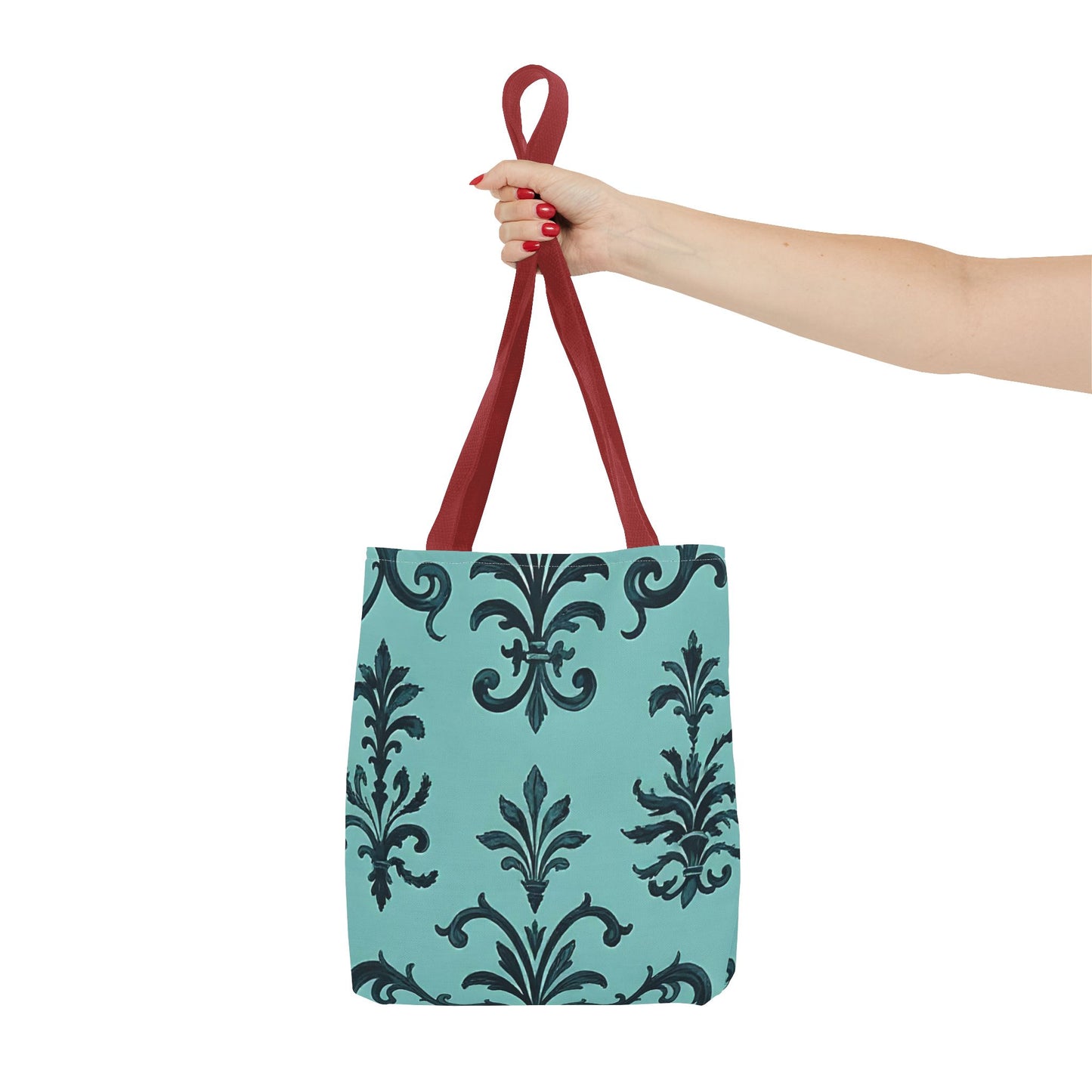 Chic Floral Tote Bag – Stylish Canvas Shopper, Gift for Her, Birthday Present, Everyday Use, Eco-Friendly, Floral Print - Teal Striped Rococo