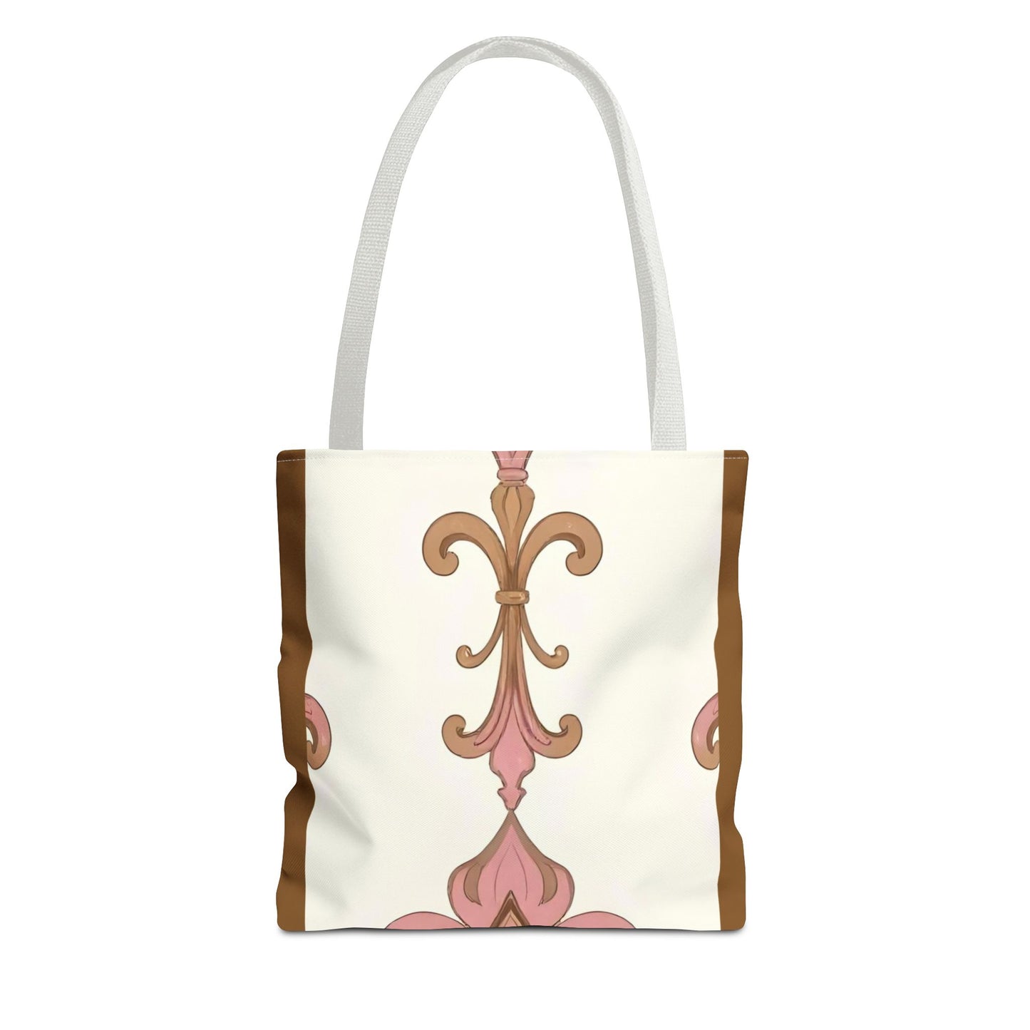Elegant Floral Tote Bag - Perfect for Everyday Use, Shopping, Gifts, Summer Outings, and Special Occasions - Brown Striped Pink Arabesque