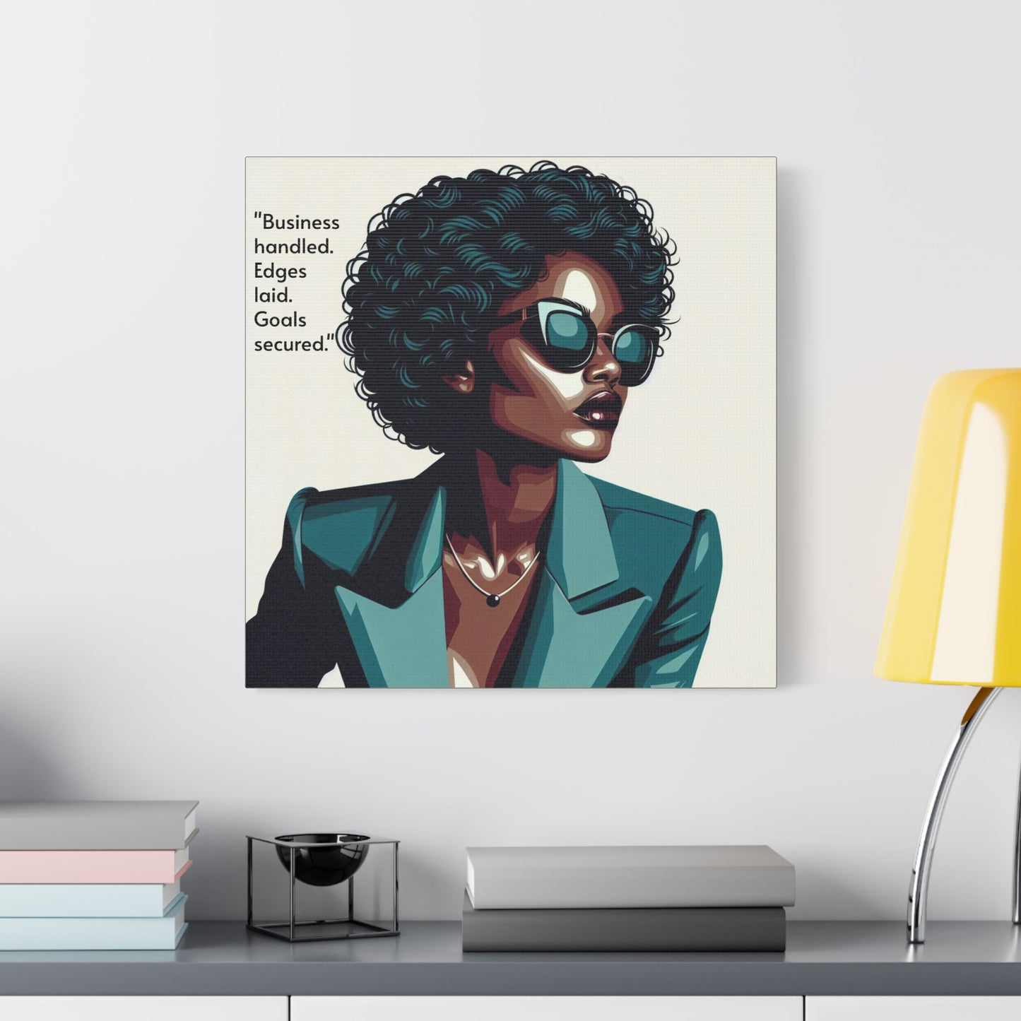 Afro Art Print Canvas, Wall Decor, Satin Stretched Canvas, African American Art, Office Decor, Home Decor - "Business handled."