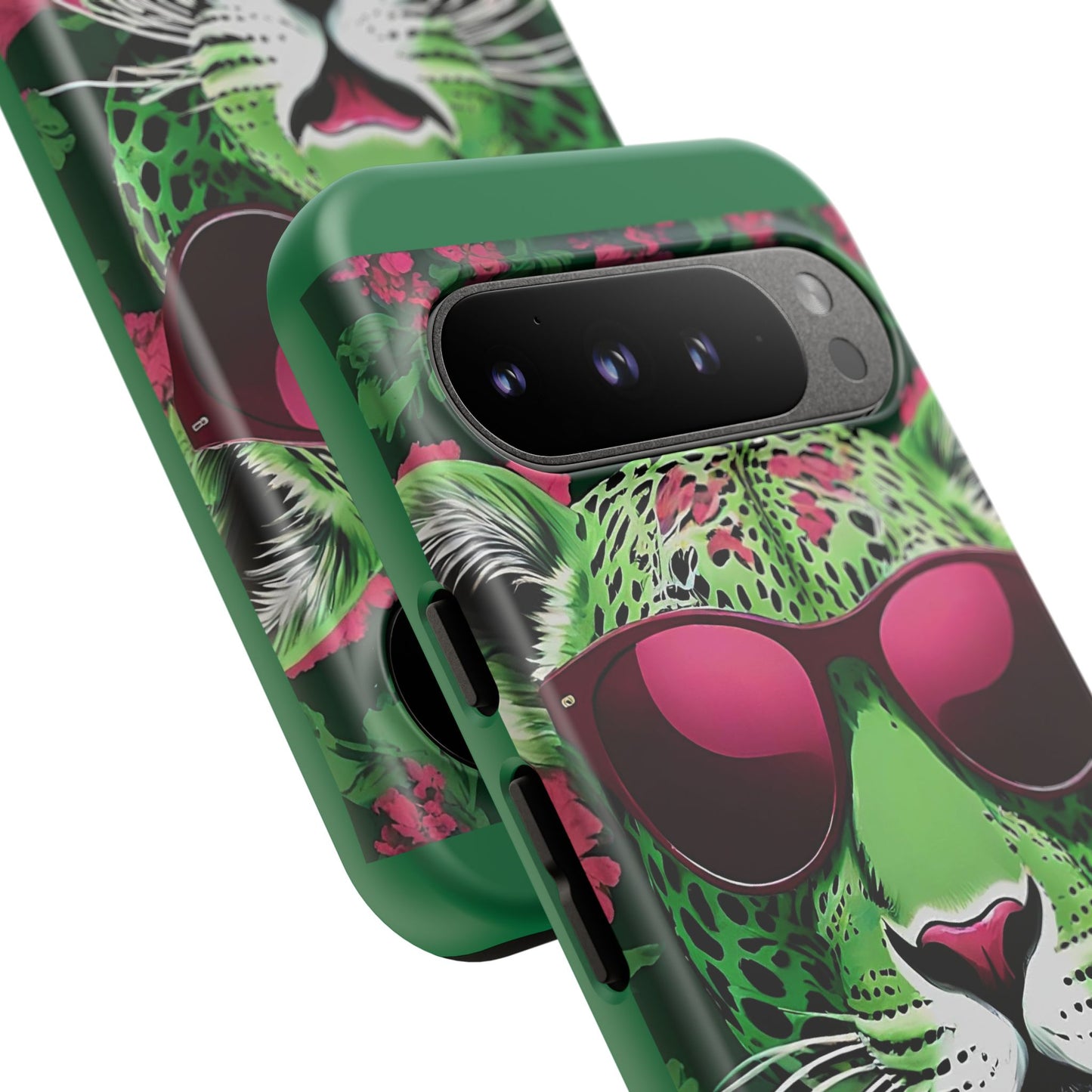 Phone Case - Lime Green & Burgundy Leopard In Sunglasses Design