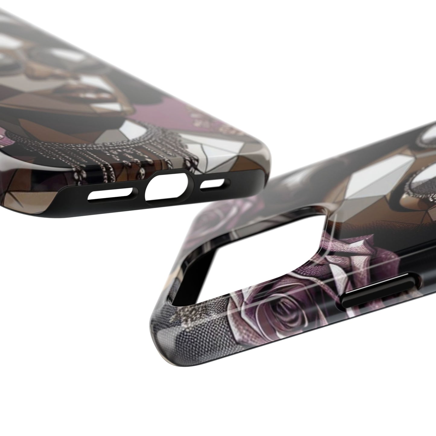 Chic Geometric Phone Case, Stylish Tough Case for Women, Unique Gift, Floral Design, Modern Accessories for Everyday Use - Lilac Baroque Lady