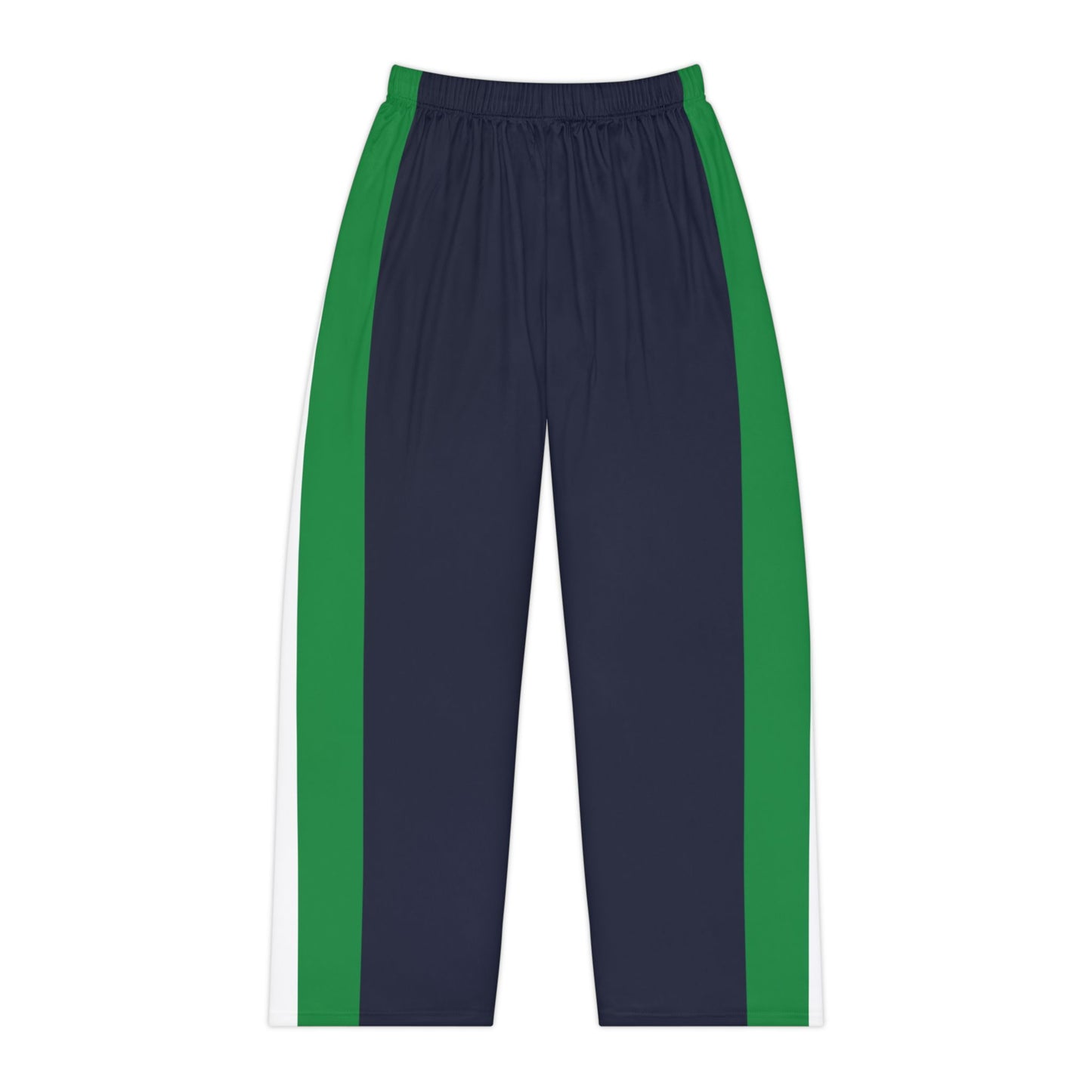 Lunar Midnight & Green-White Striped Chic Women's Pajama Pants, Comfortable Sleepwear, Loungewear, Cozy Nights, Stylish Bedtime Fashion