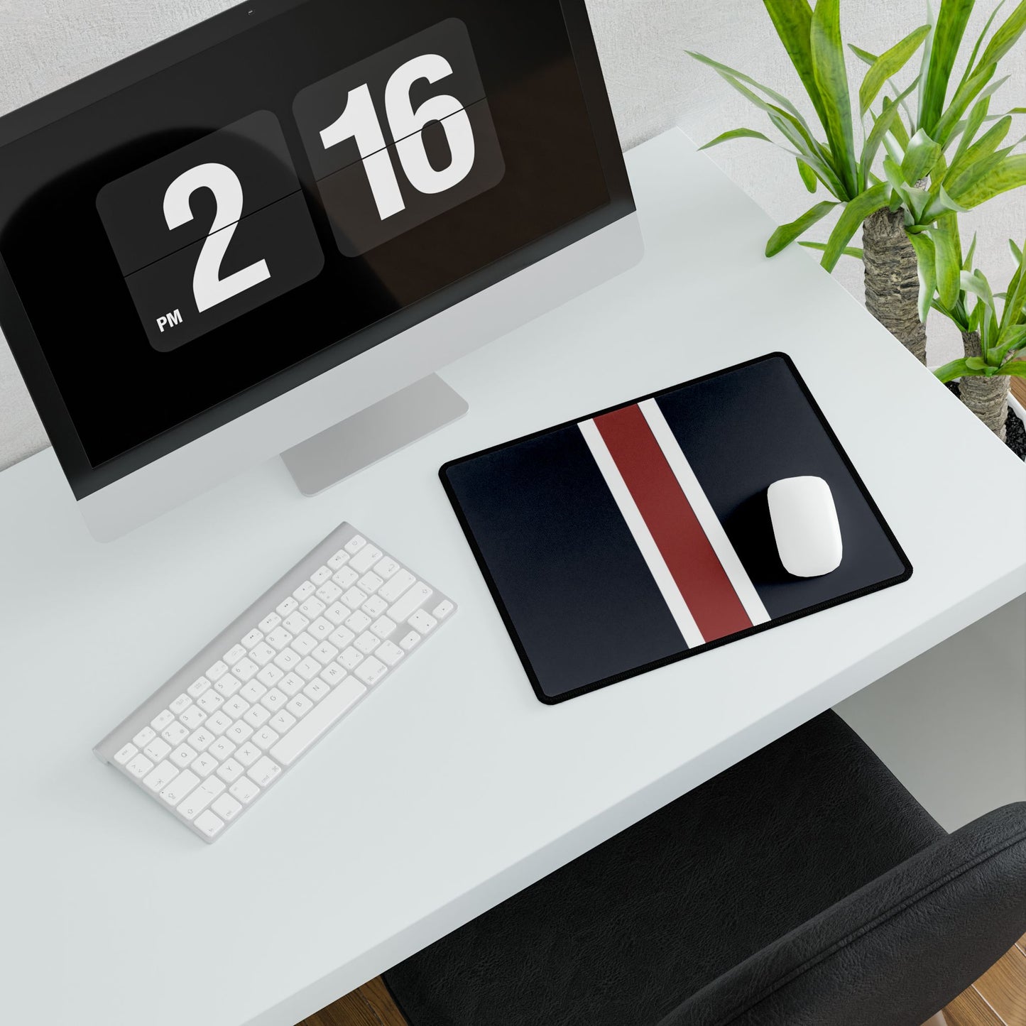 Lunar Midnight & Red-White Striped Stylish Desk Mats for Home Office, Minimalist Desk Accessories, Customizable Workspaces, Perfect Students Gift